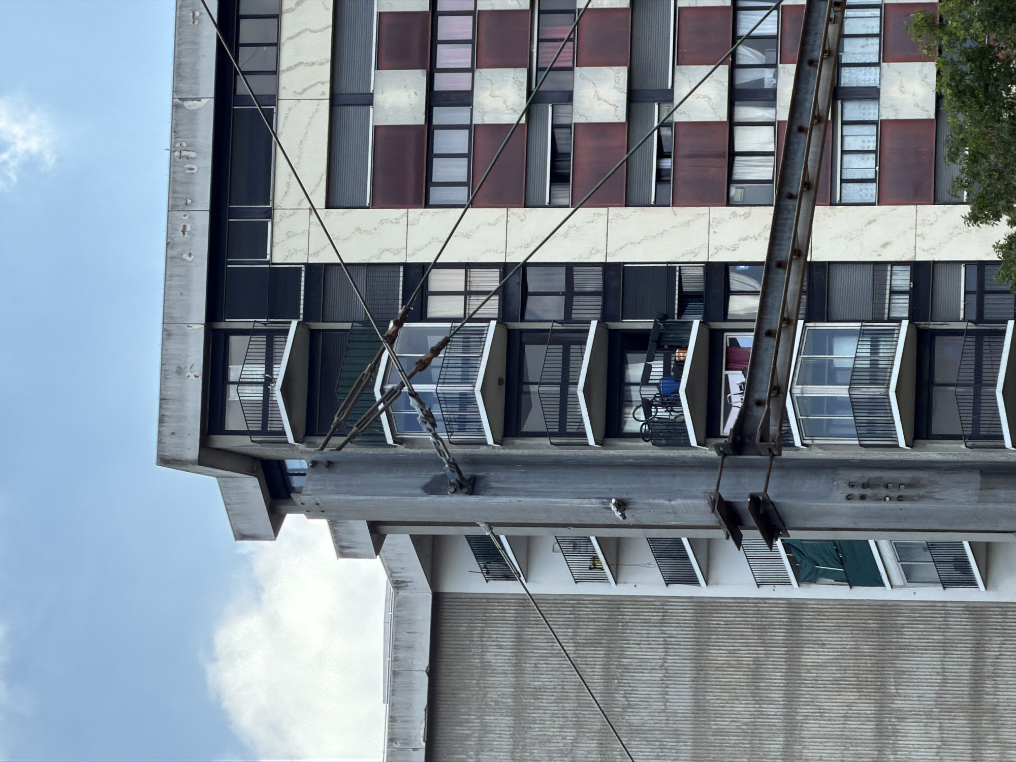 Brutalist apartment facades in Grigny, south of Paris