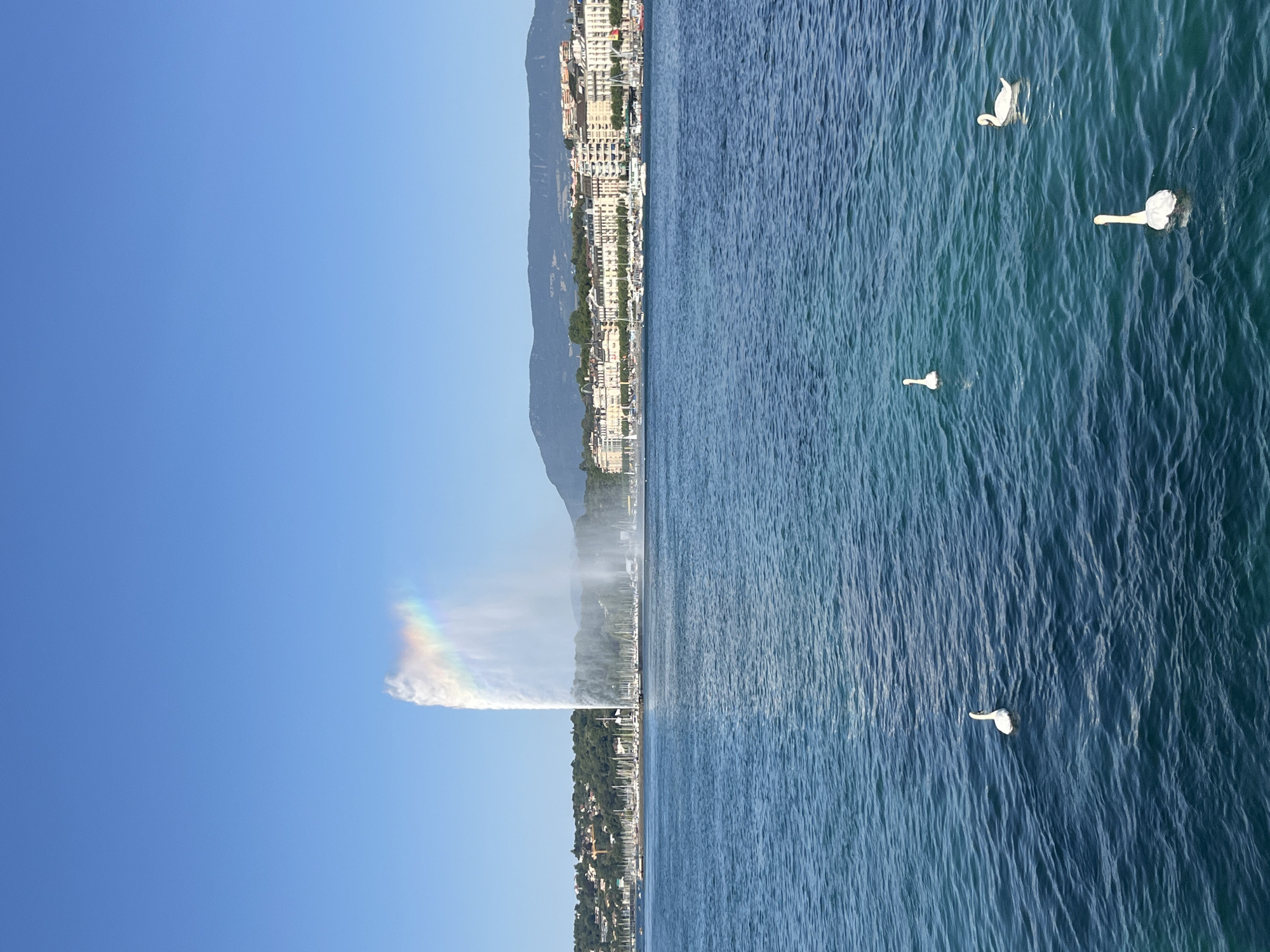 Geneva's Jet d'Eau on a clear summer afternoon