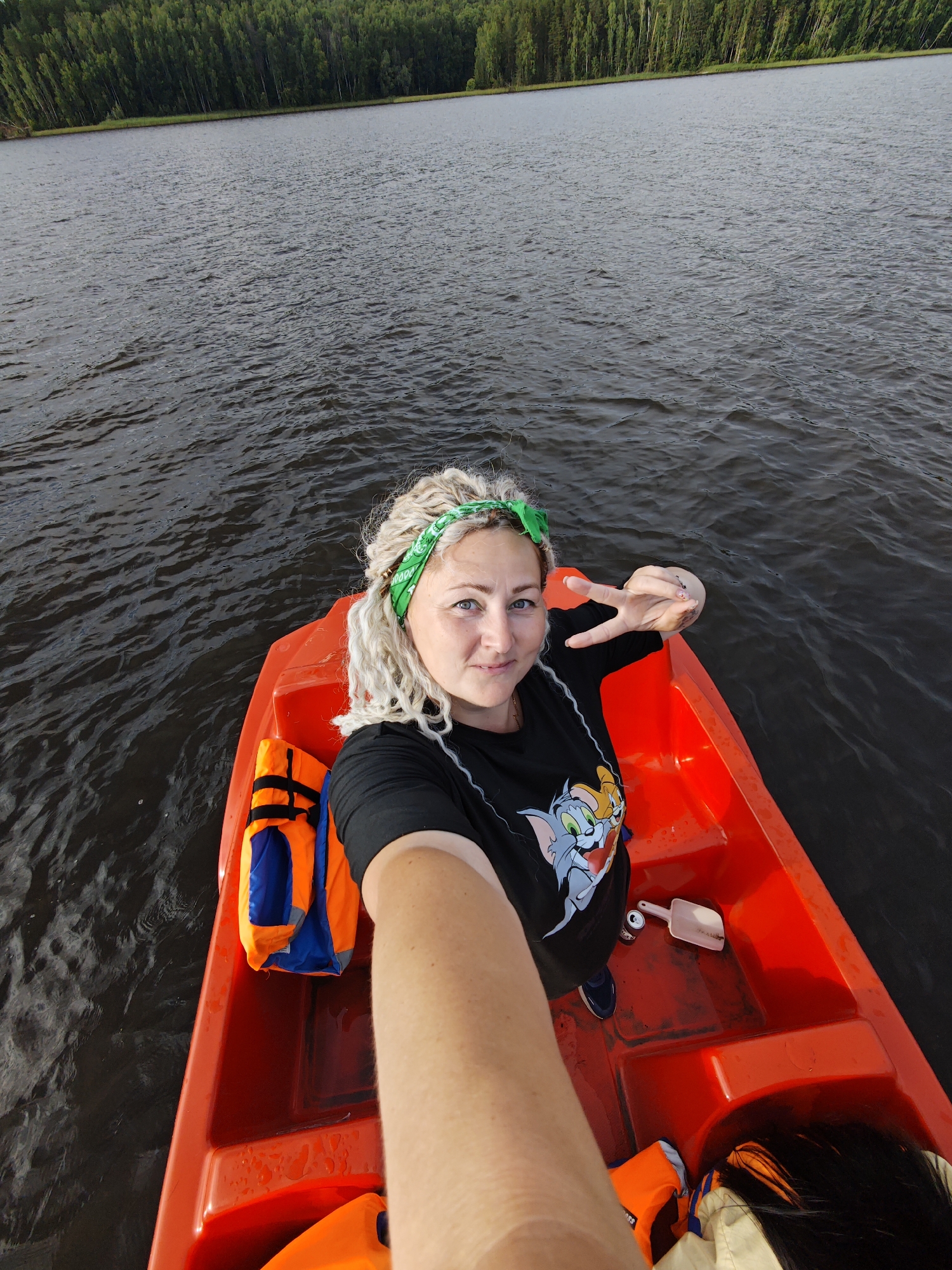 Afternoon boating on the water in Chaykovsky, Russia