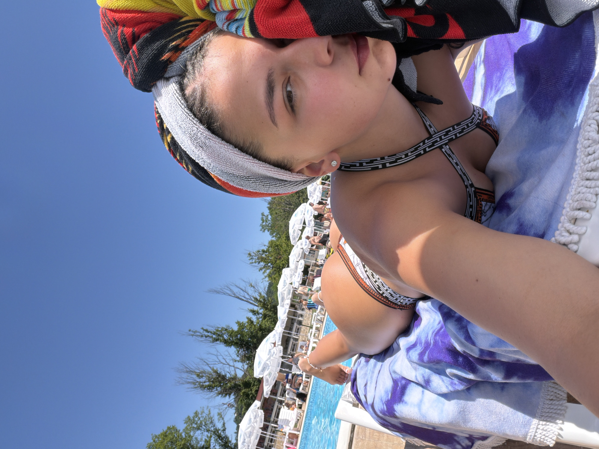 Poolside hangout on a sunny summer morning in Gabrovo