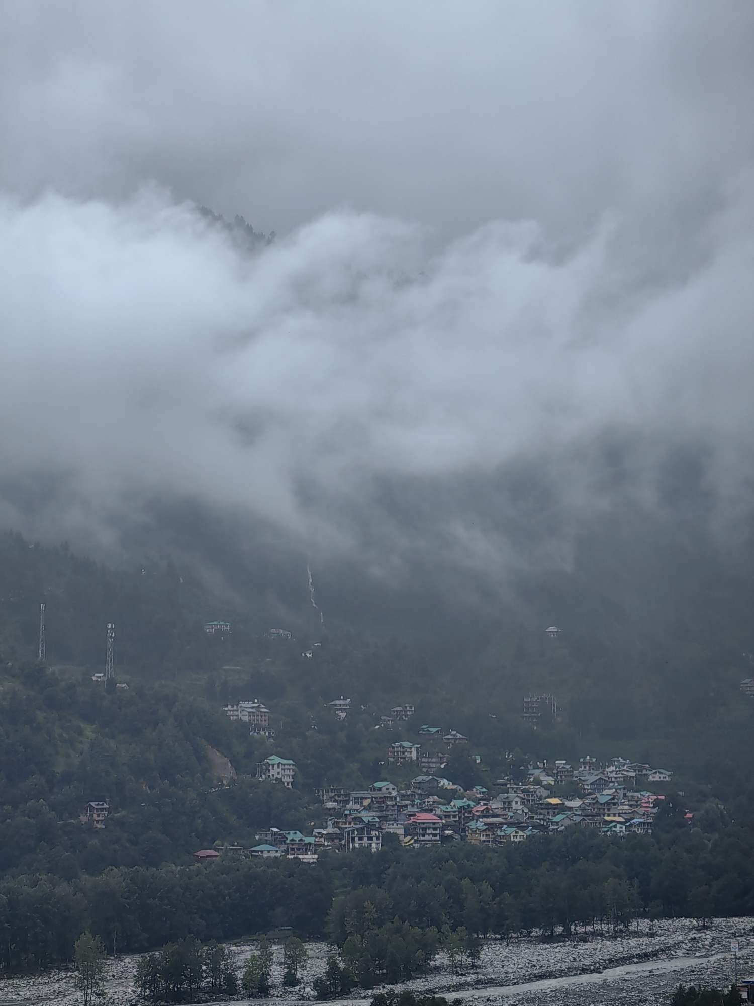 Vashisht hillside town disappears into thick morning fog