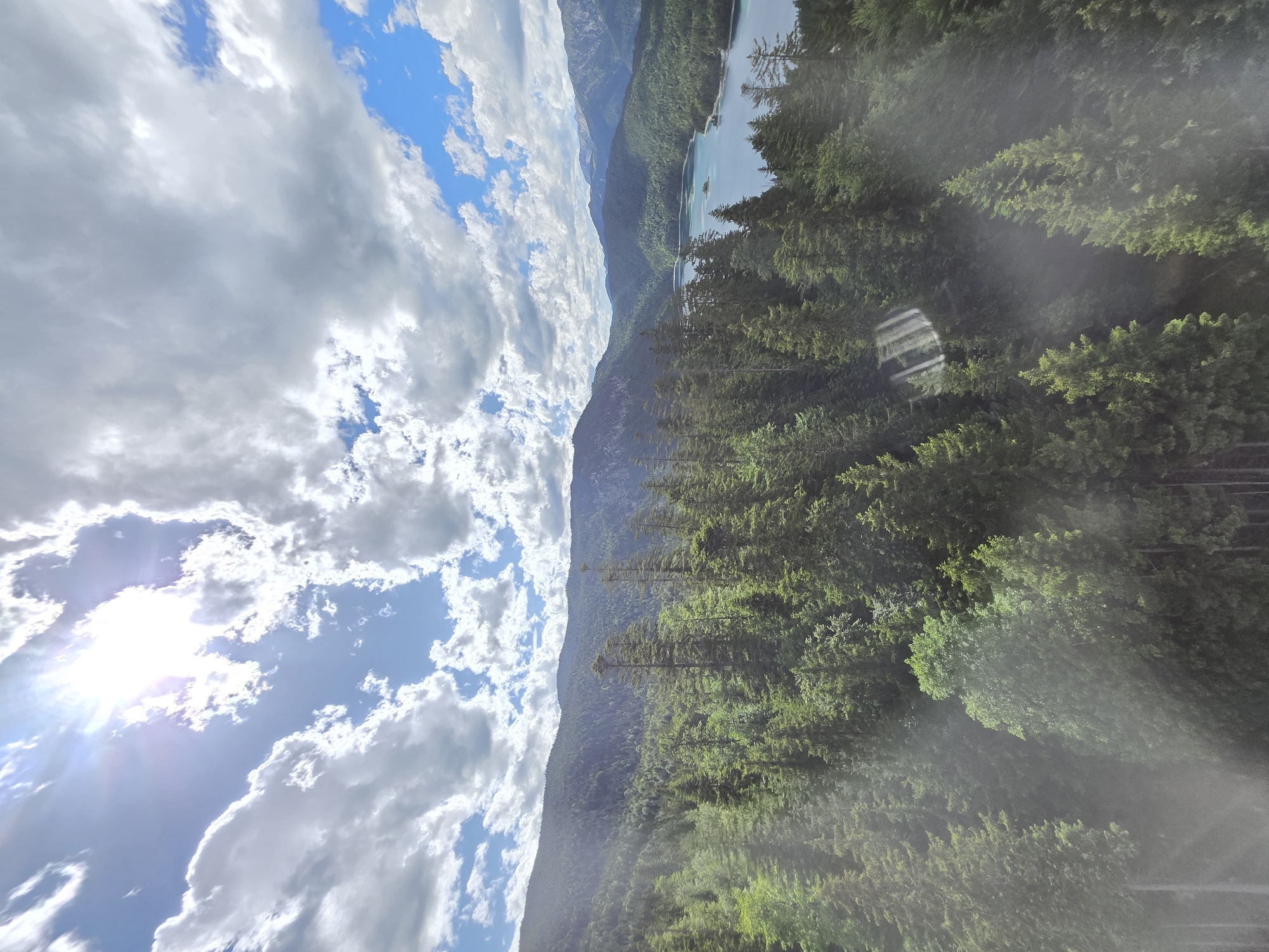 Aerial views of Eibsee lake and forests near Grainau