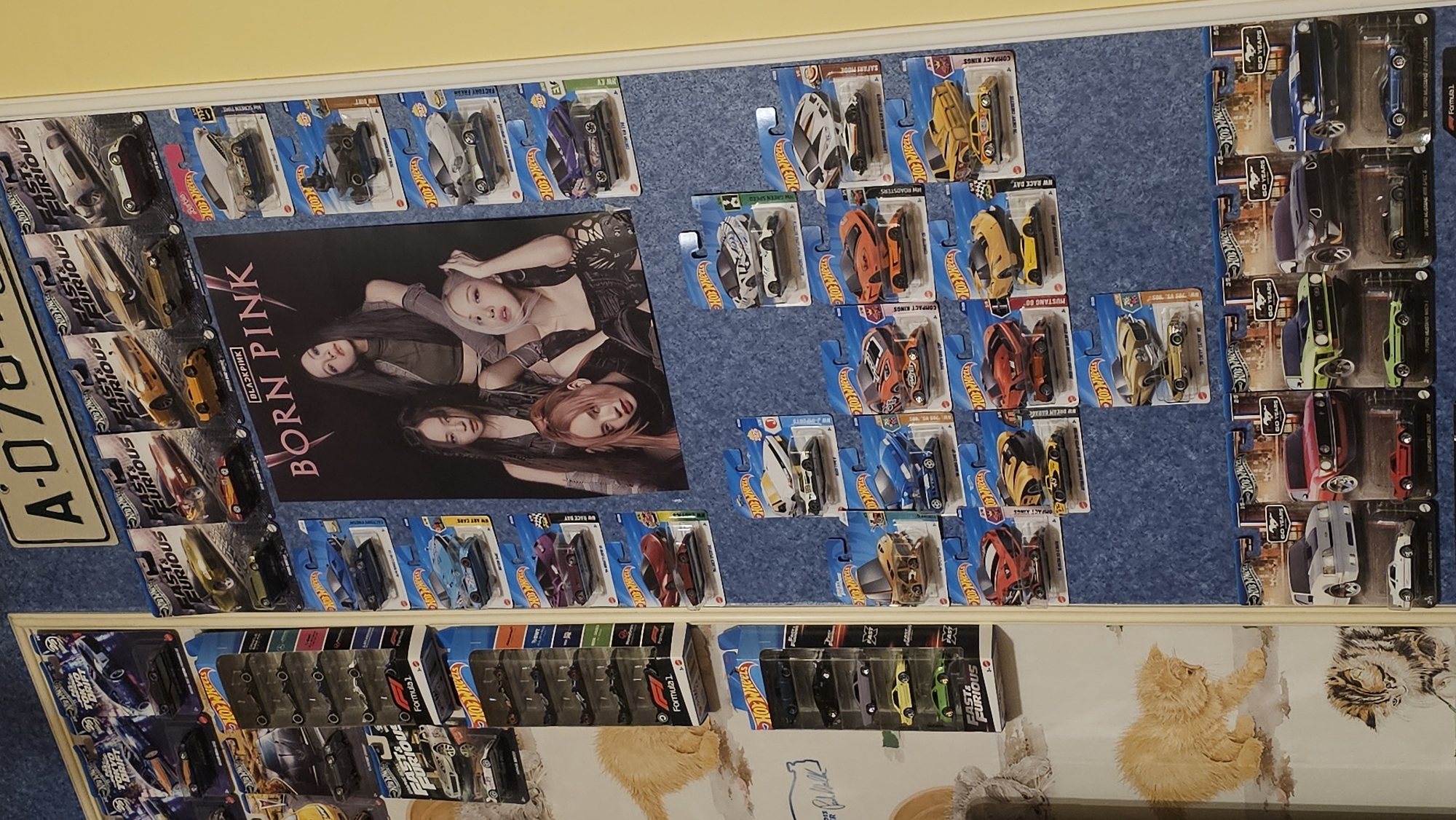 Hot Wheels collection displayed with BLACKPINK poster in Varna