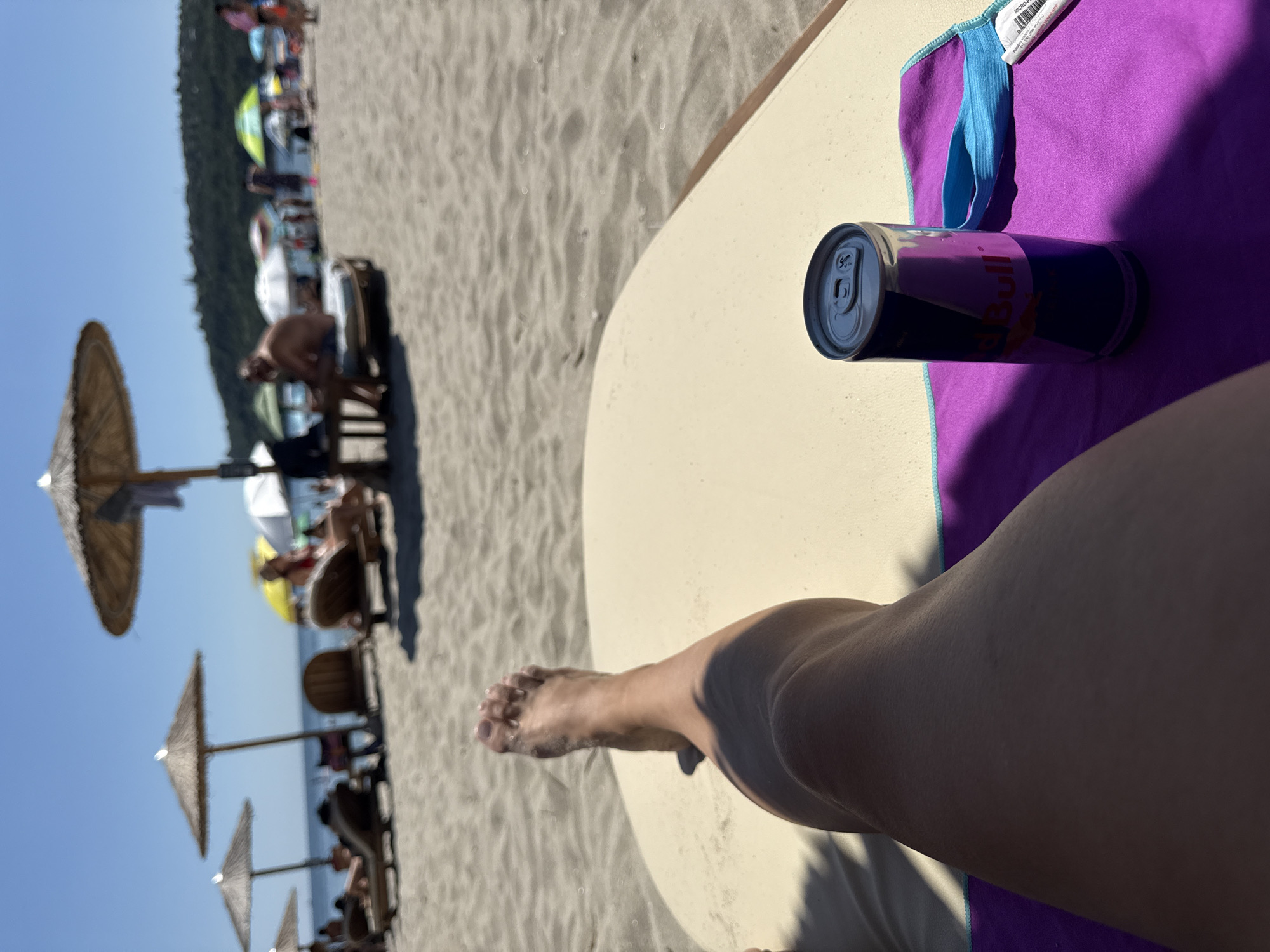 Lazy beach morning in Varna with a Red Bull