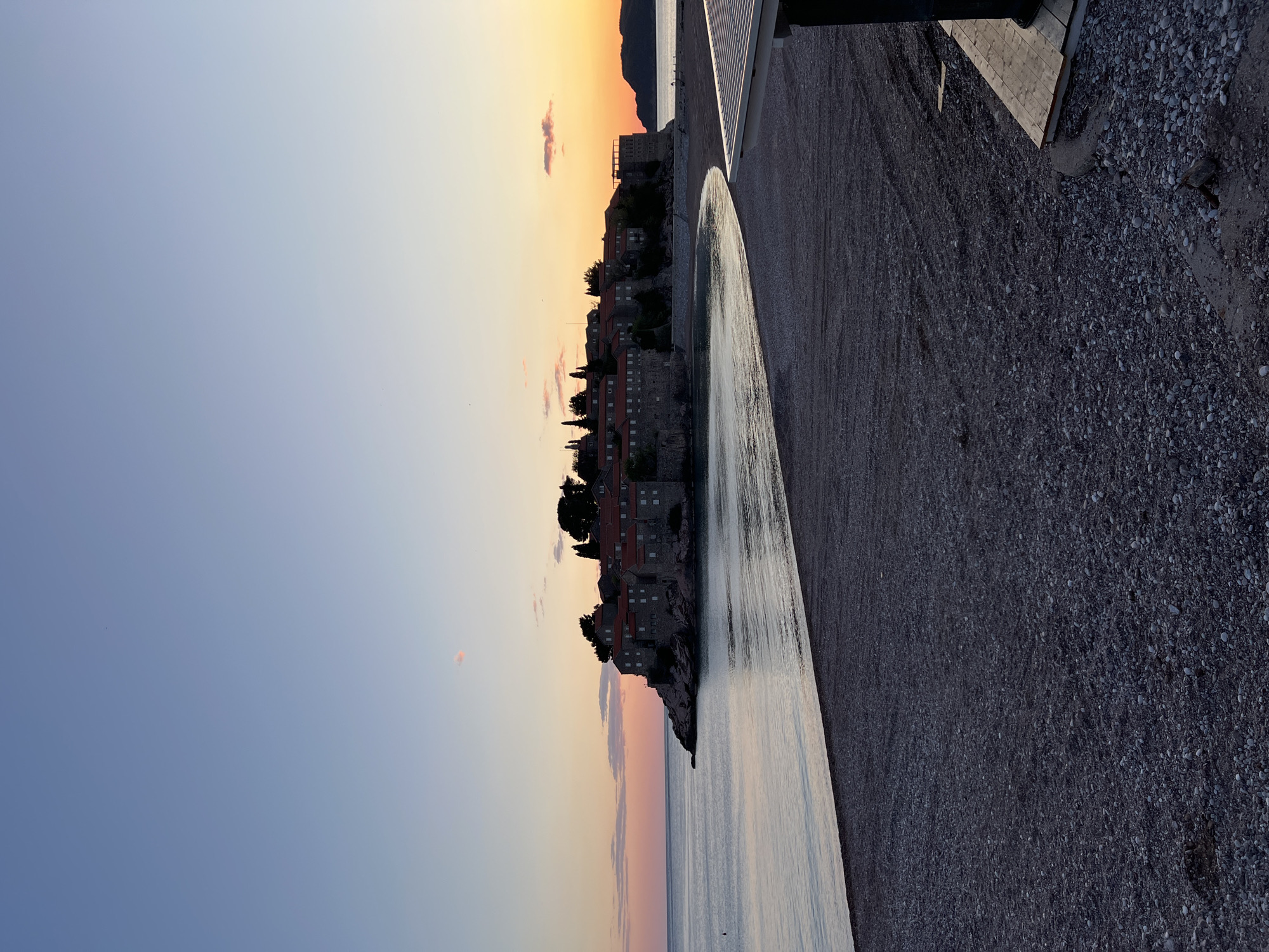 Golden hour views captured at Montenegro's Sveti Stefan resort