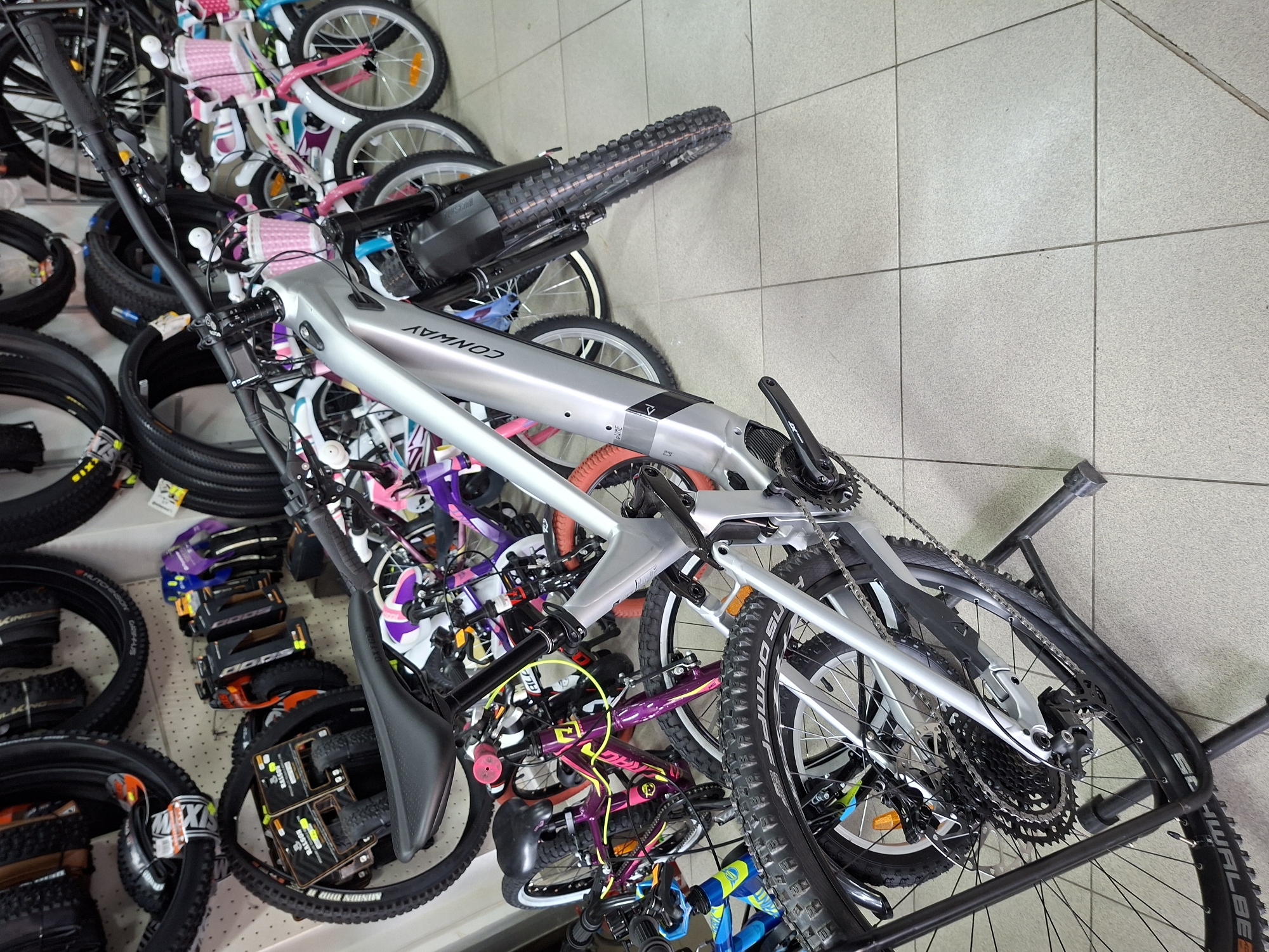 Morning scenes in Gabrovo: bicycle shop and sleeping cat