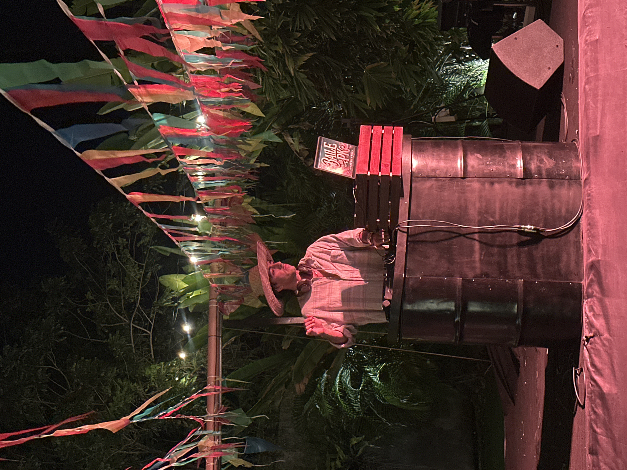Open-air night event with DJ set and string lights, Kuta Selatan