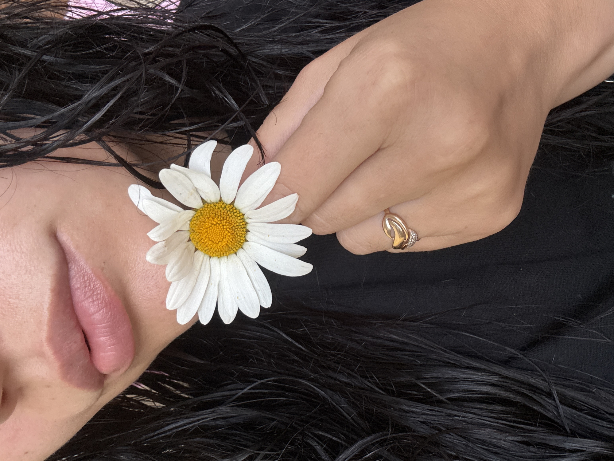 Close-up portrait series with daisies, Saint Petersburg