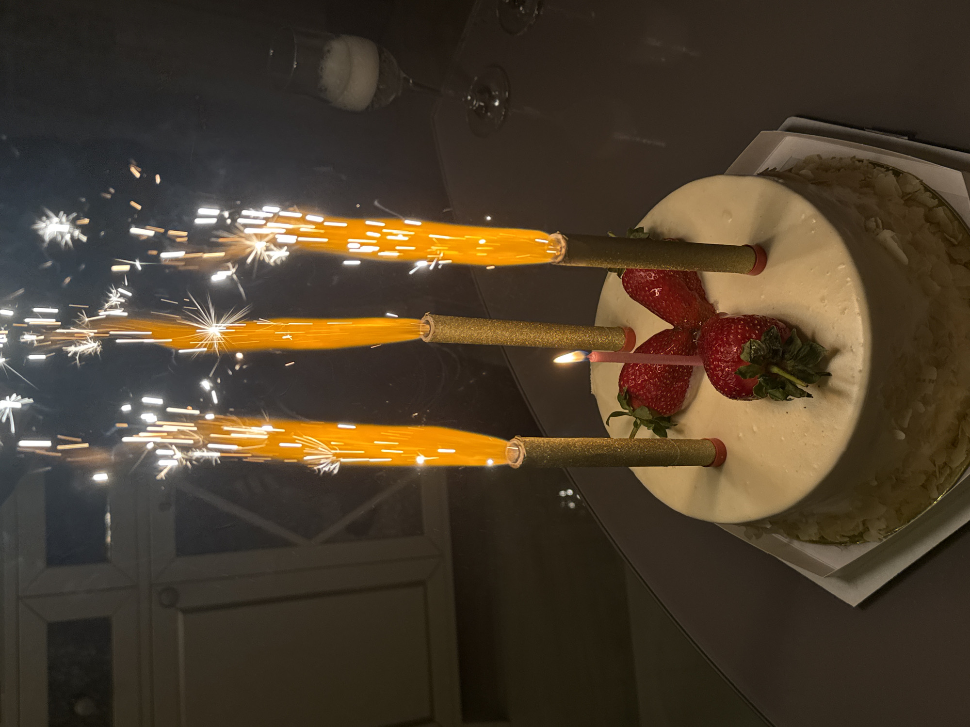 Birthday celebration with sparkler candles documented in Yerevan