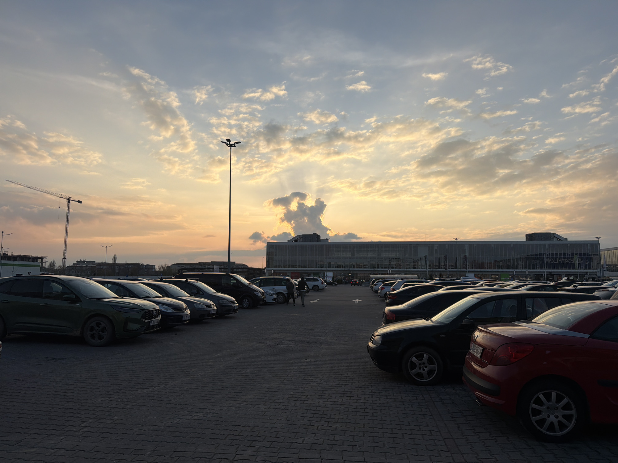 Evening scenes captured at parking lot and coffee shop