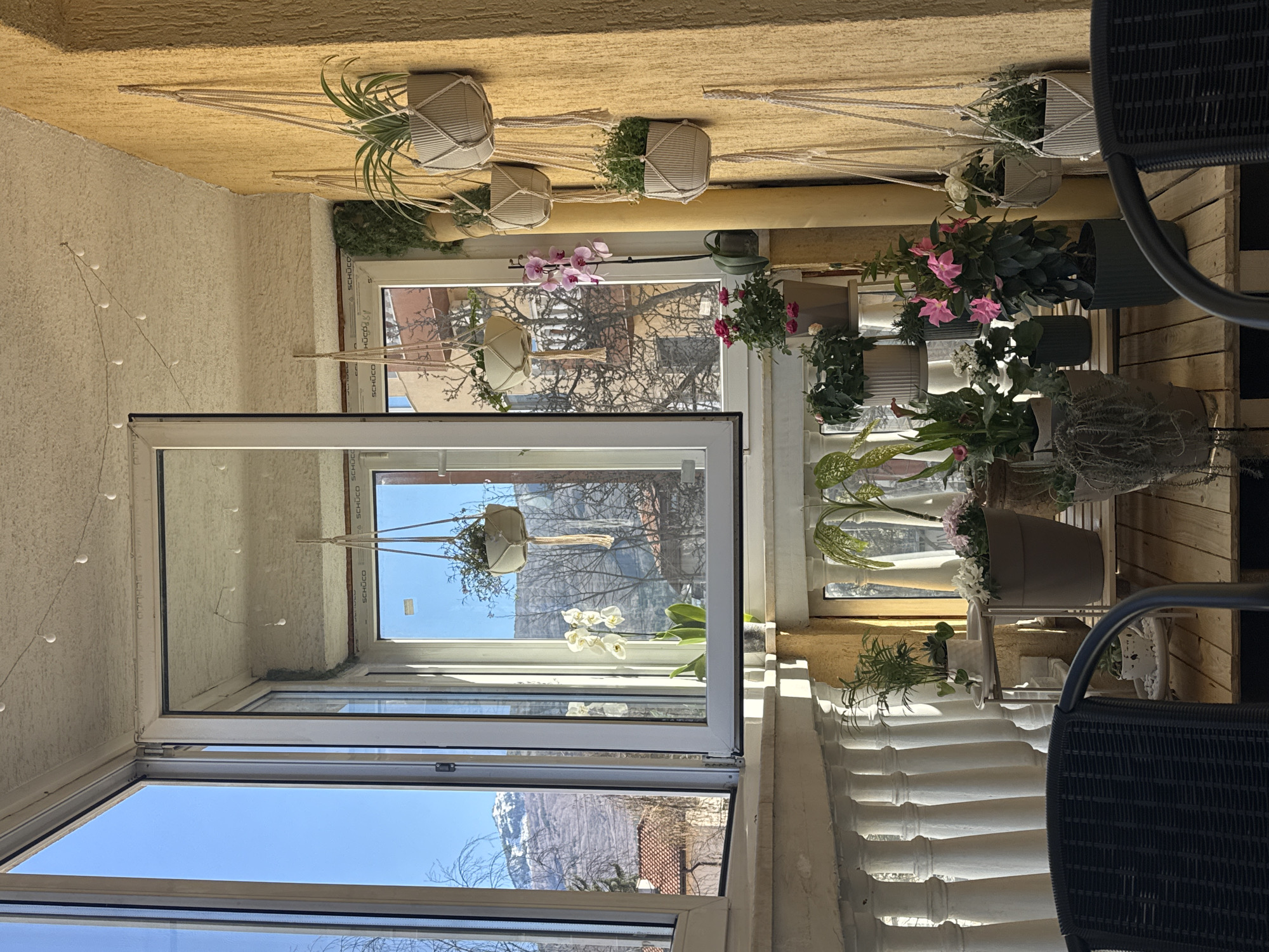 Sofia resident tends balcony garden with mountain views