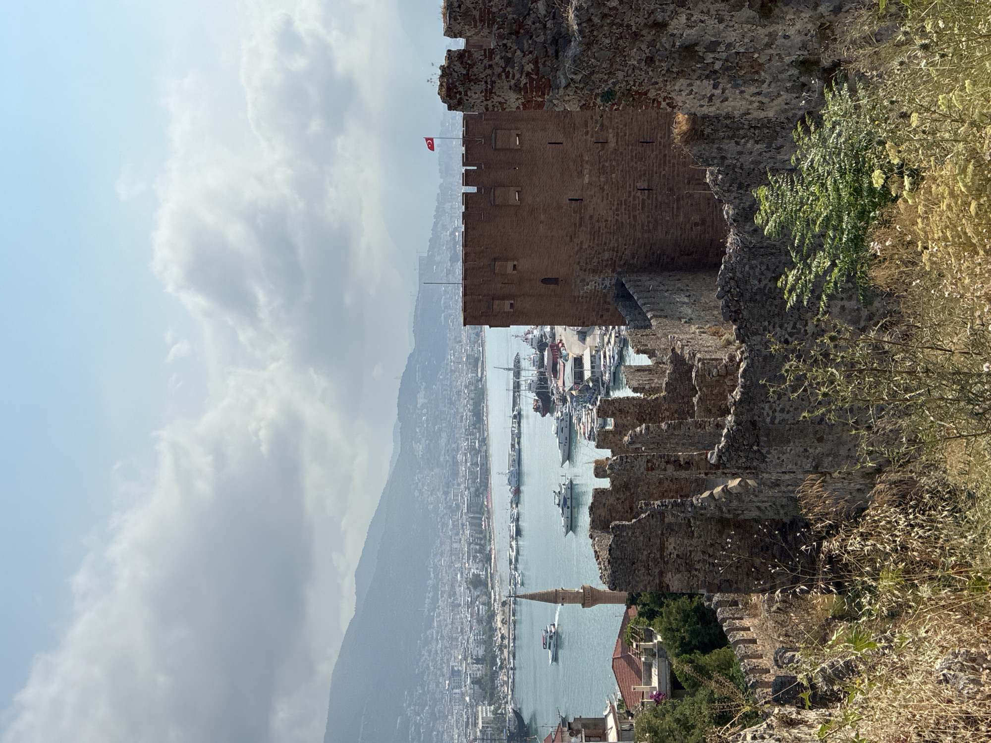Morning views from Alanya Castle: walls, harbor, and coastline