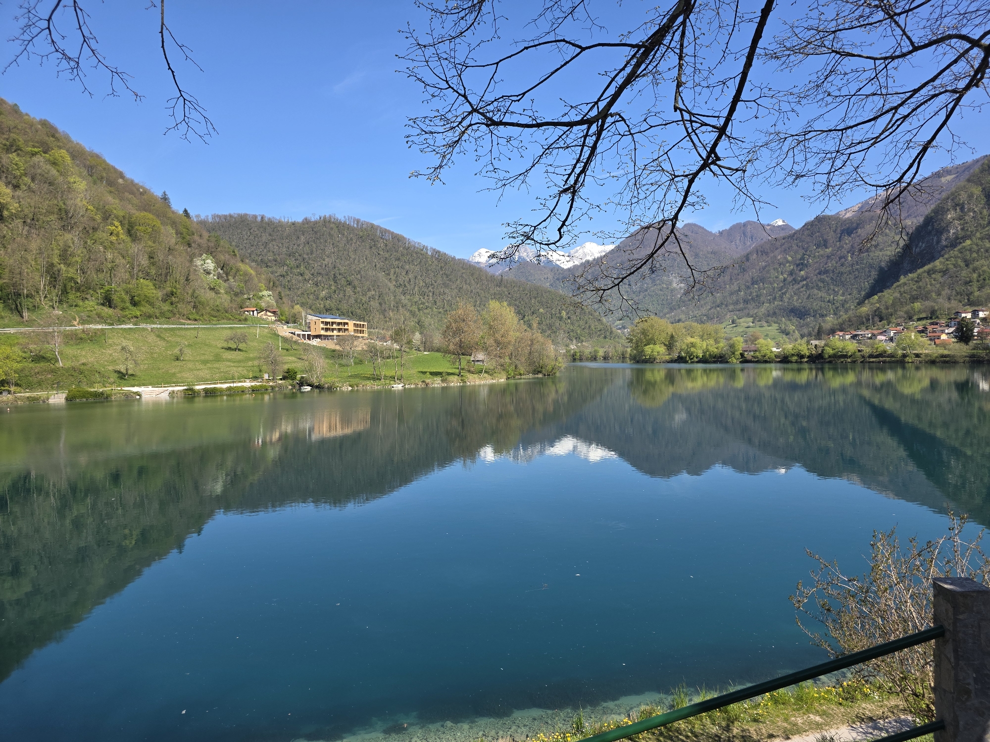 Sunny spring morning captured at Slovenia's Lake Bohinj