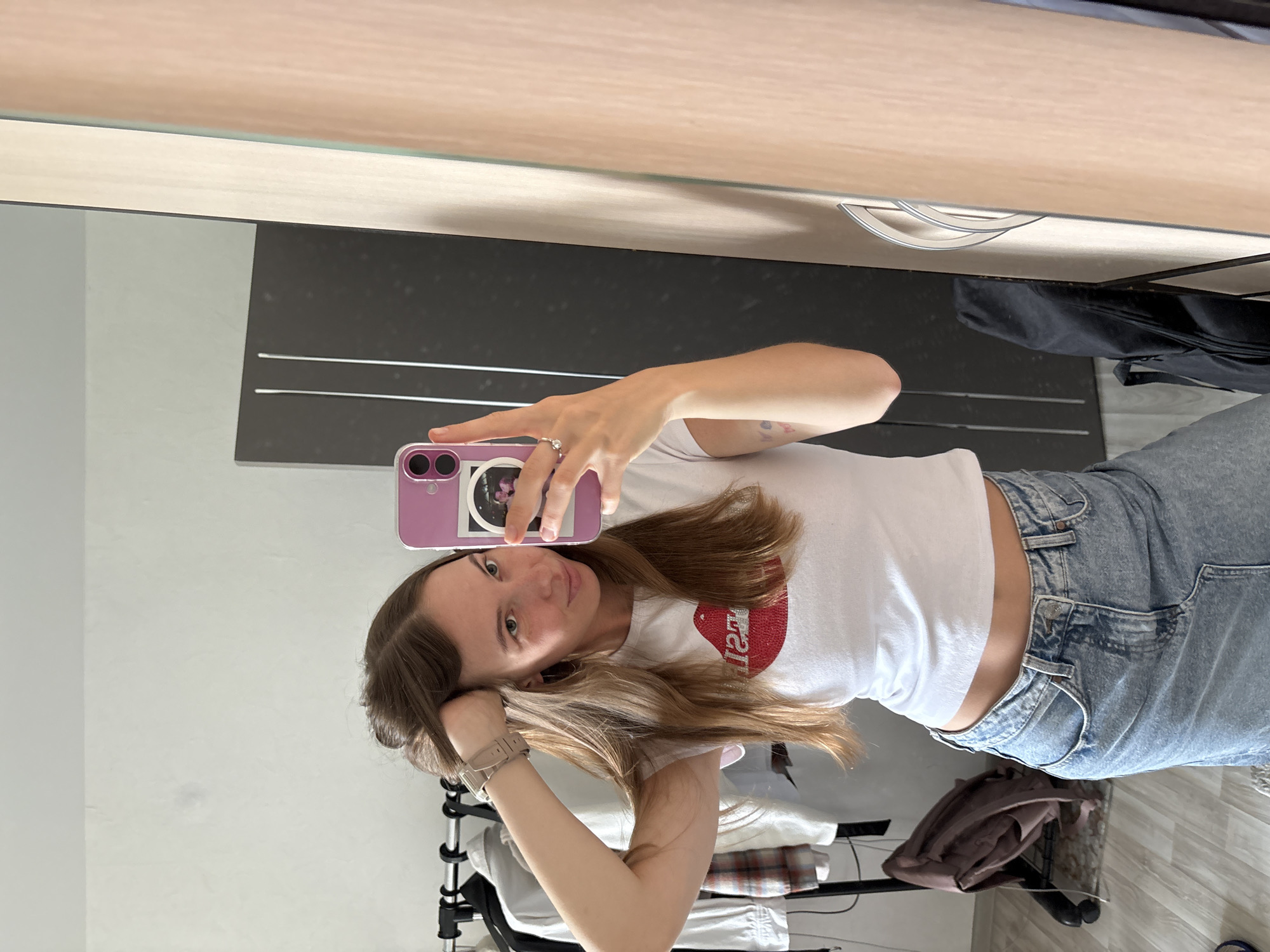 Morning selfie session and artwork display in Perm bedroom