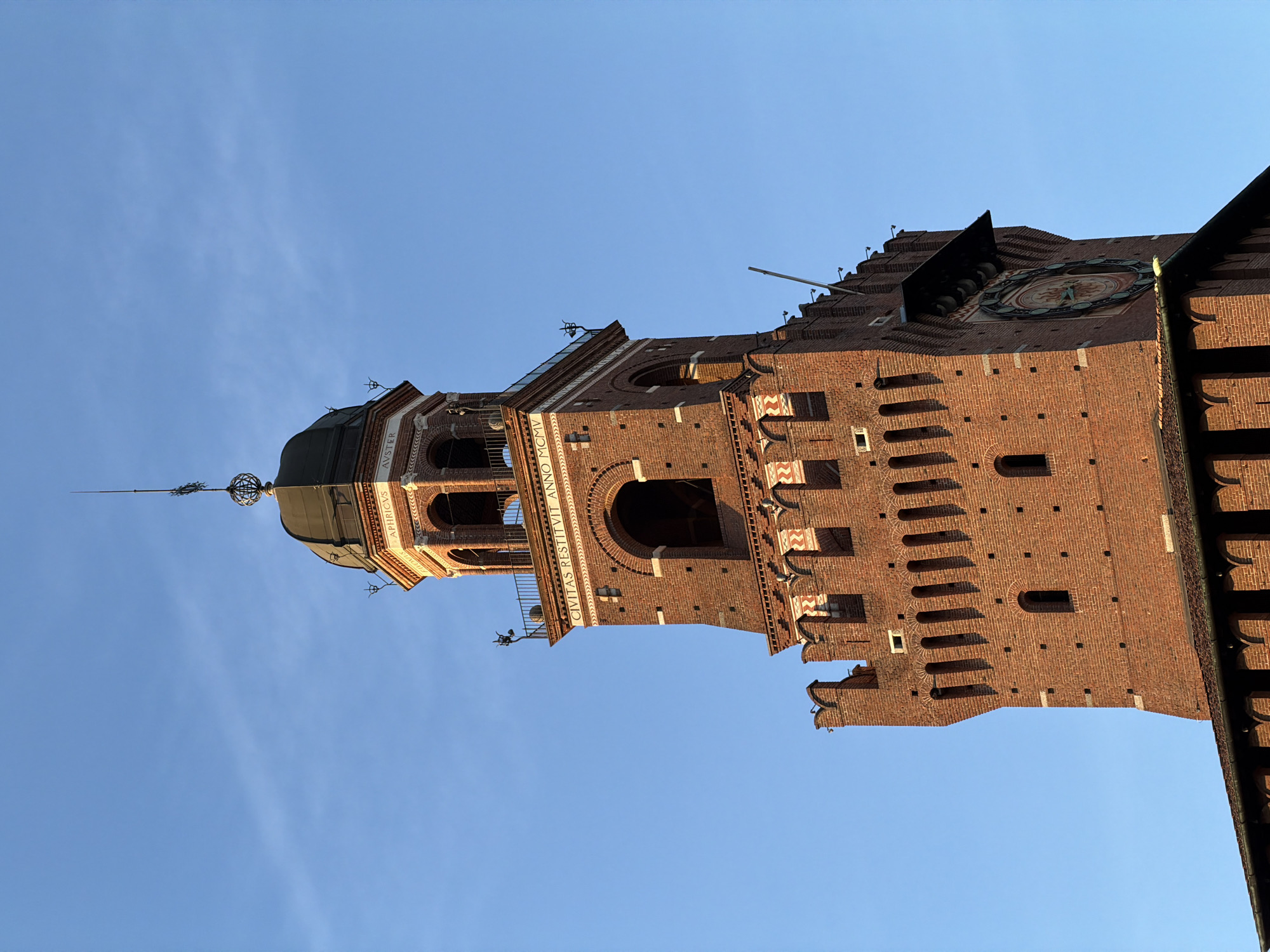 Evening documentation of Milan's Sforza Castle and surroundings