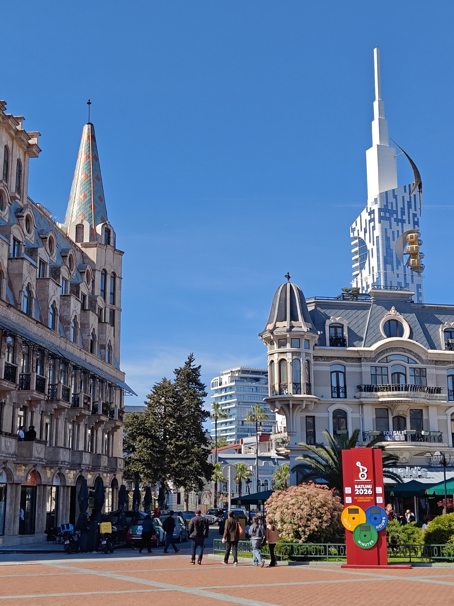 Sunny day architectural tour captured across Batumi, Georgia landmarks