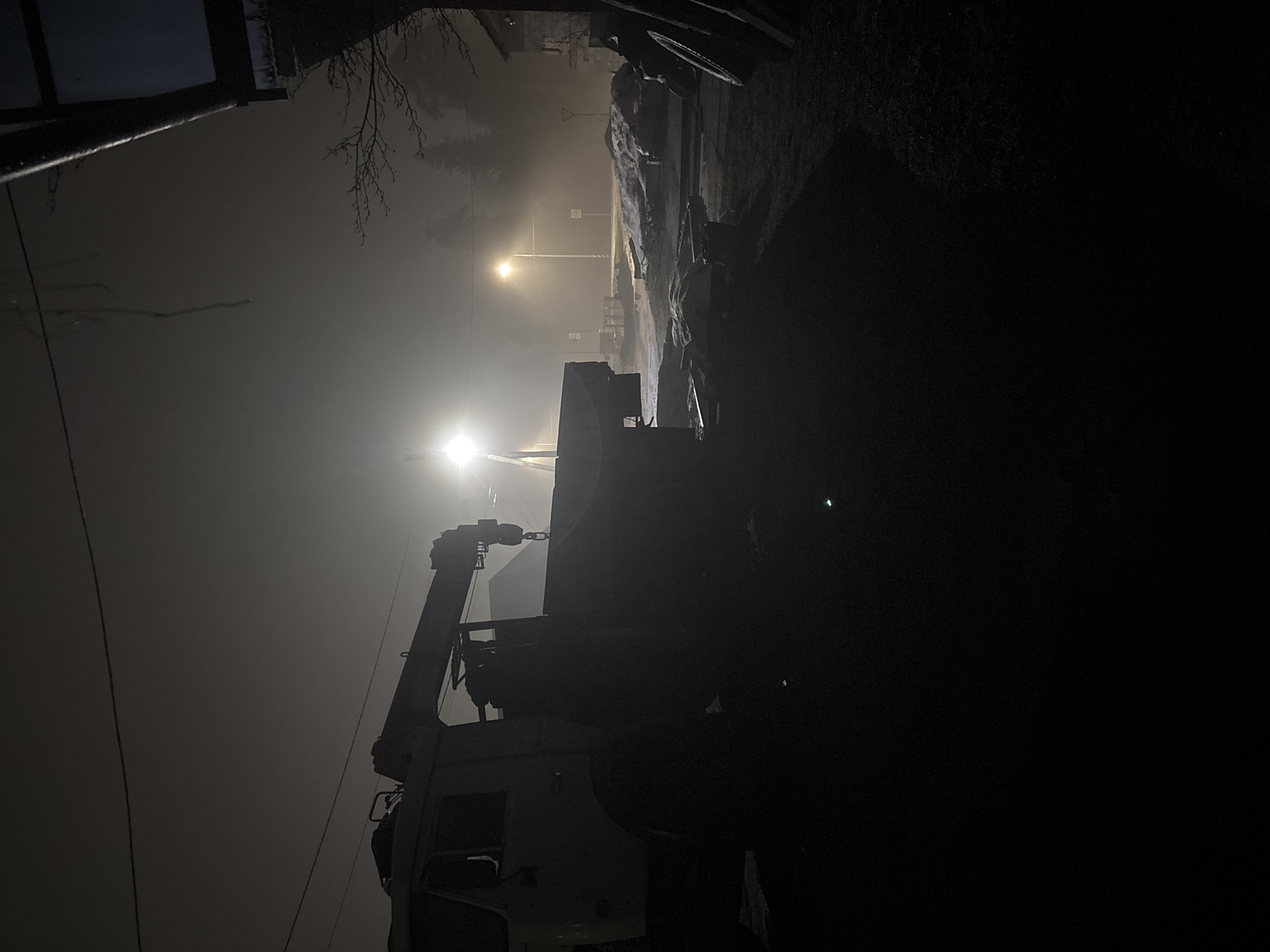 Foggy evening scenes documented in Chaikovsky, Russia