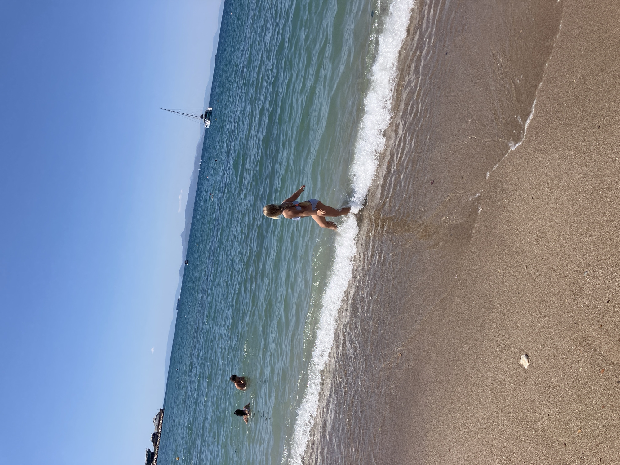 Relaxed summer morning at a sunny Athens beach