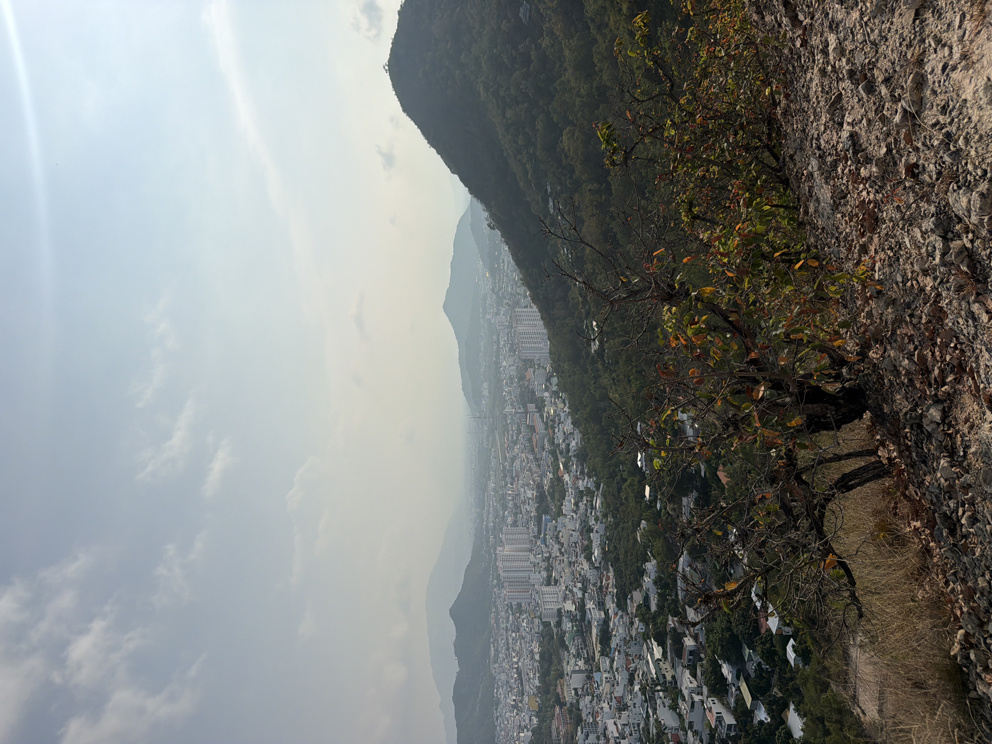Aerial view captured of mountain city in Vietnam heritage area