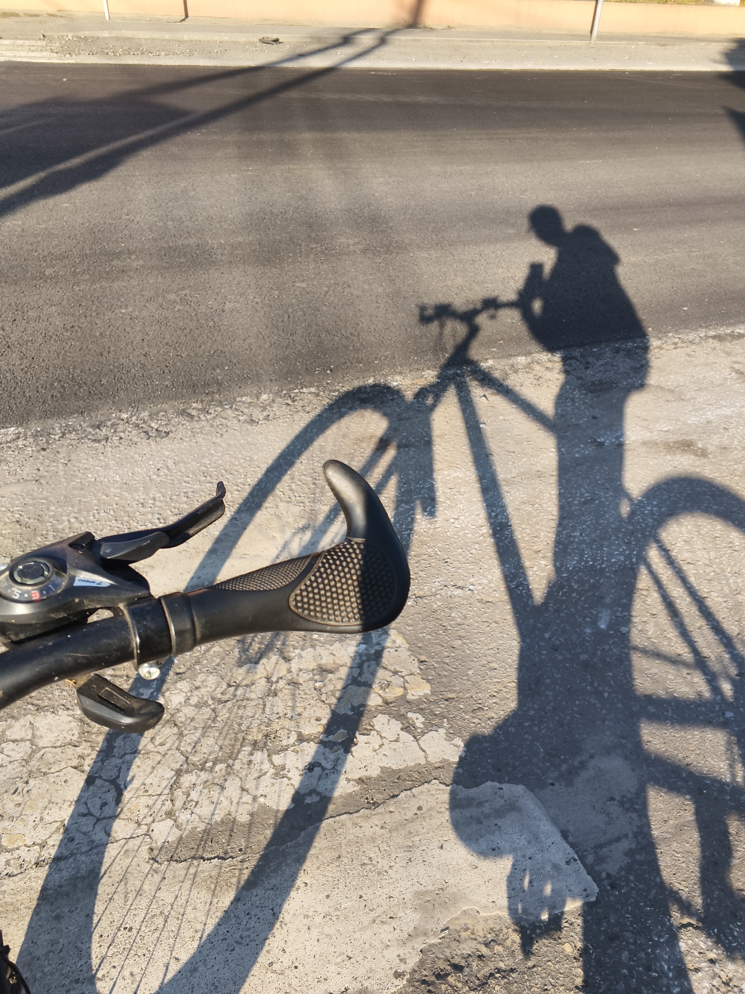 Cycling through Mokshan streets on a freshly patched road