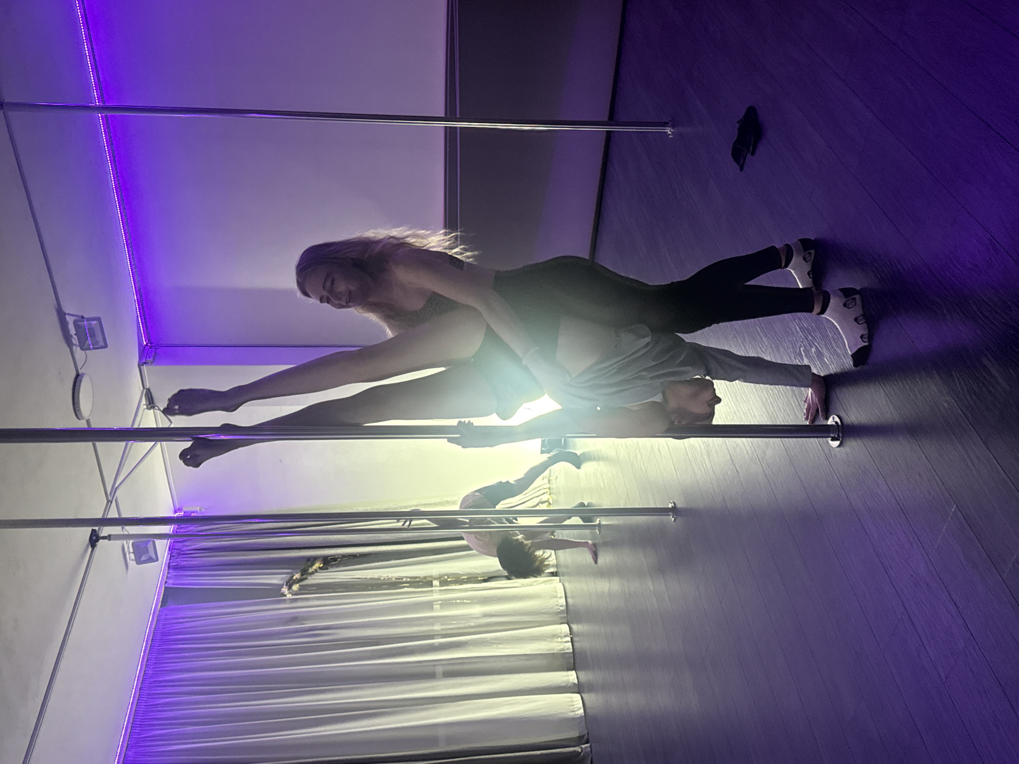 Pole fitness studio session documented in Batumi, Georgia
