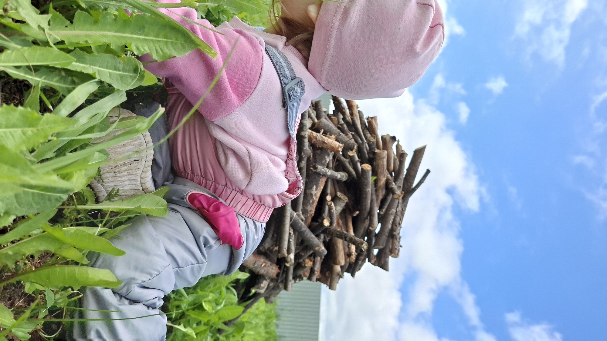 Woman and child enjoy morning outdoor activities in rural Russia