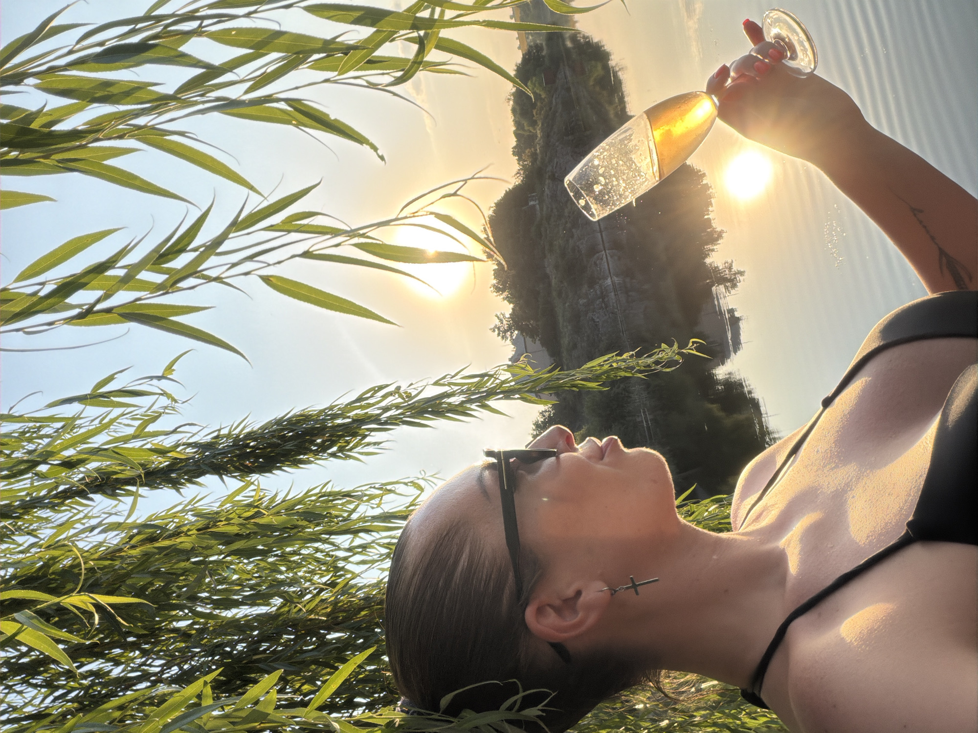 Sunset drinks and swimming at a Ukrainian waterfront