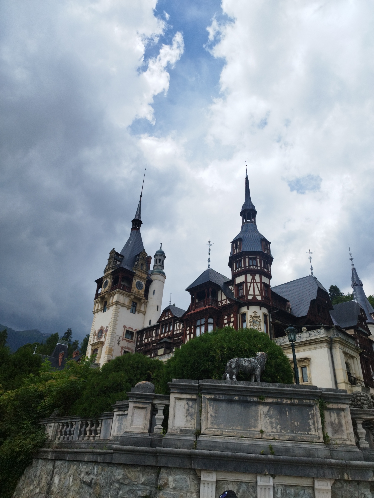 Around Peleș Castle in Sinaia on a summer morning