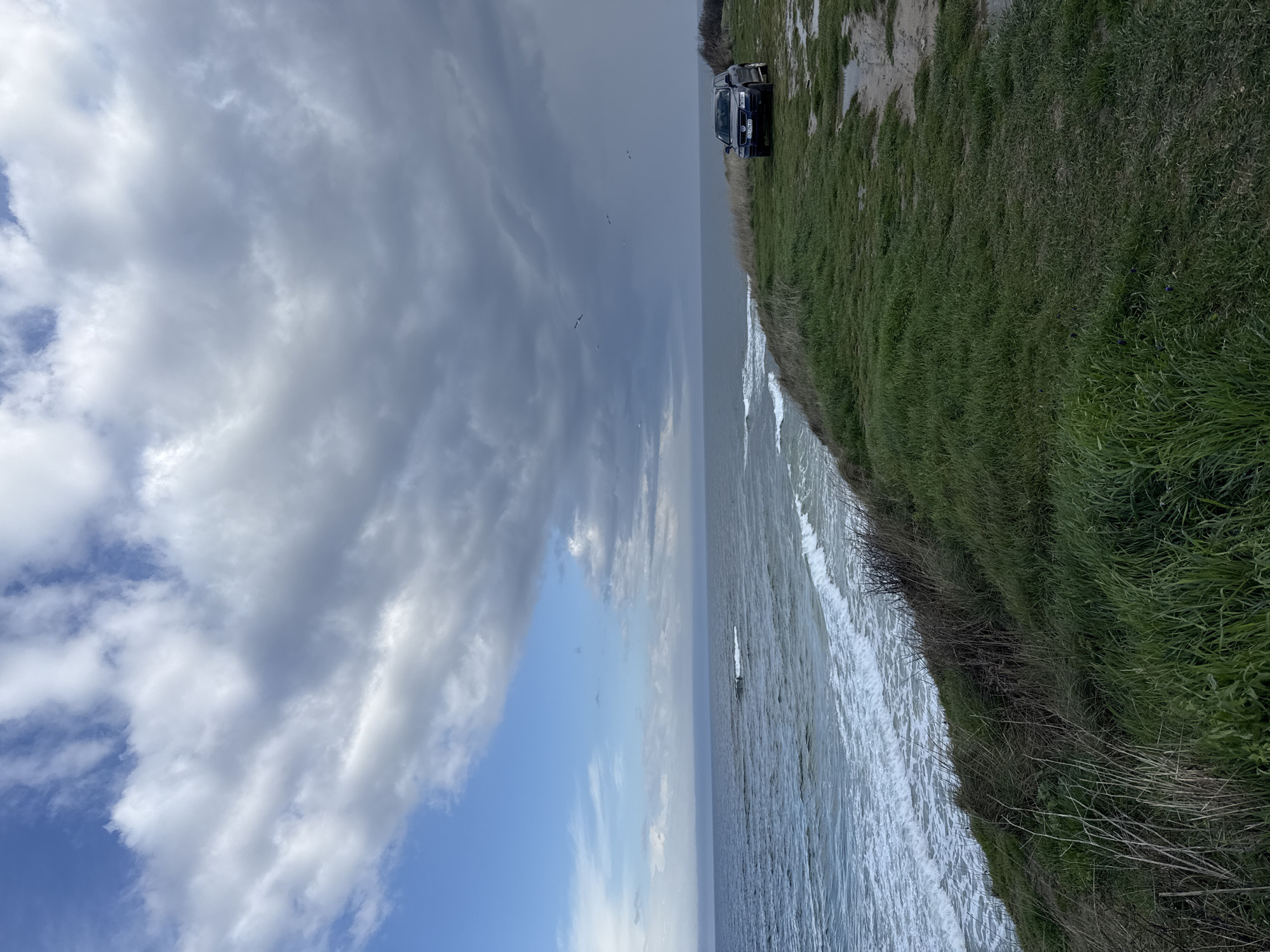 Car parked on coastal track near Nesebar, Bulgaria