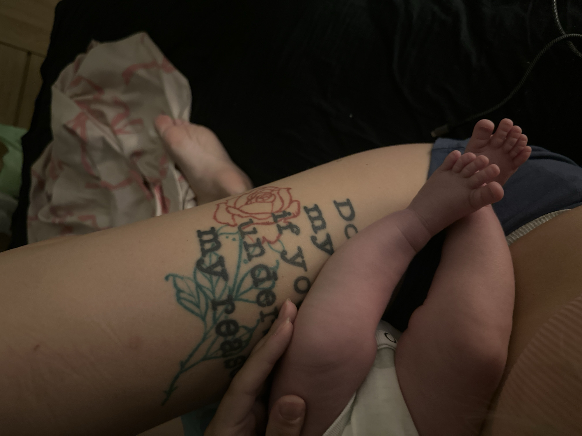 Quiet evening at home in Plovdiv with a baby and tattoos on show