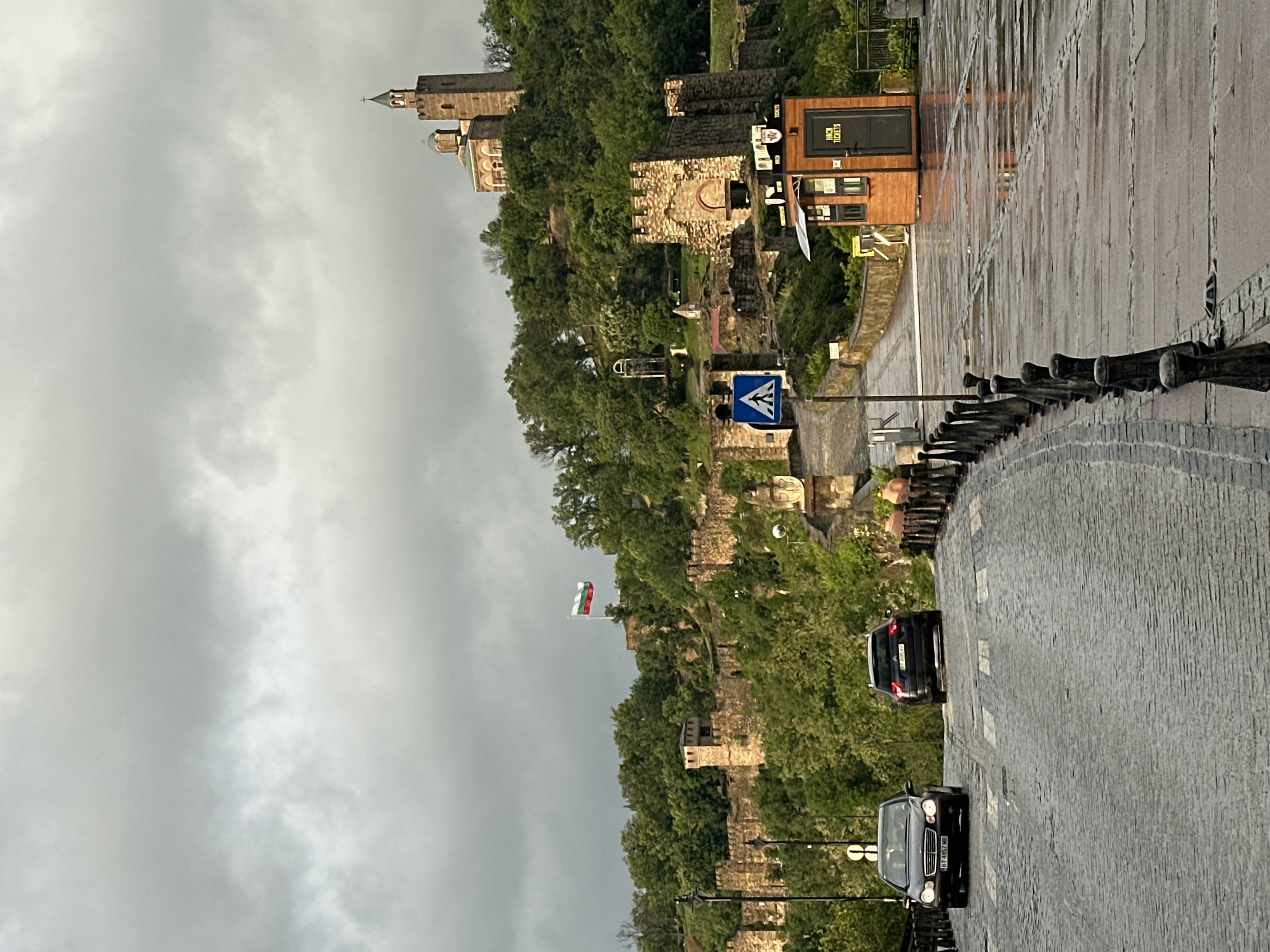 Rainy afternoon documented at Bulgaria's historic Tsarevets Fortress