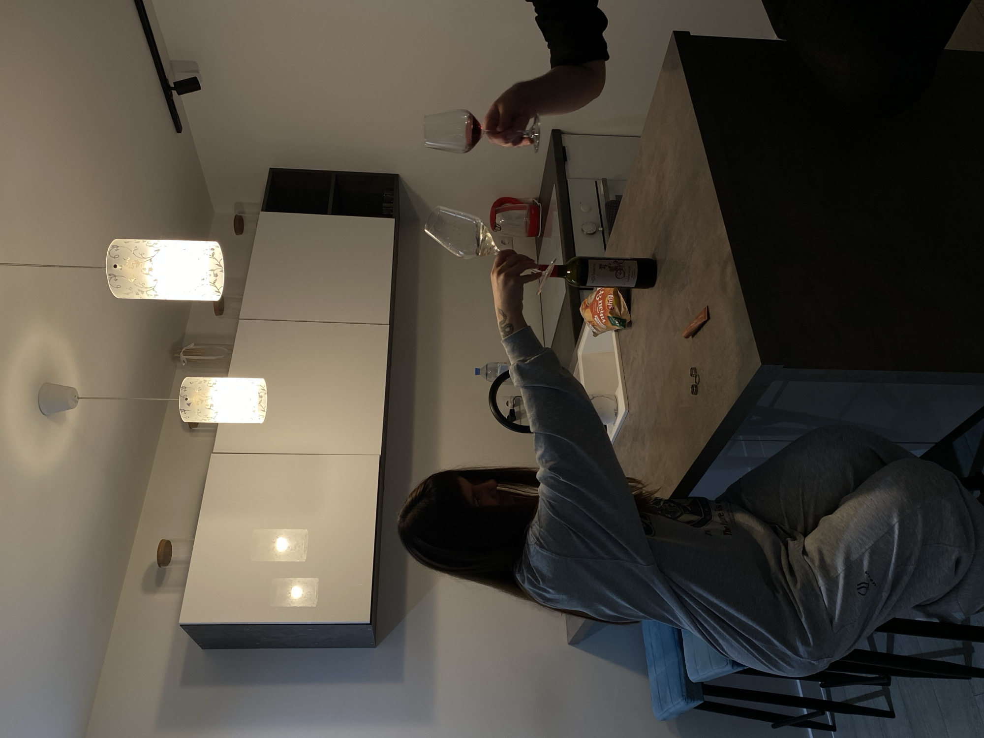 Evening drinks and a toast in an Izhevsk kitchen