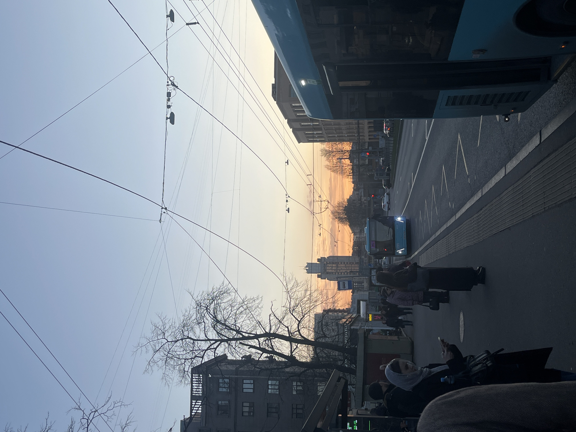 Street scene photographed from moving vehicle in Saint Petersburg