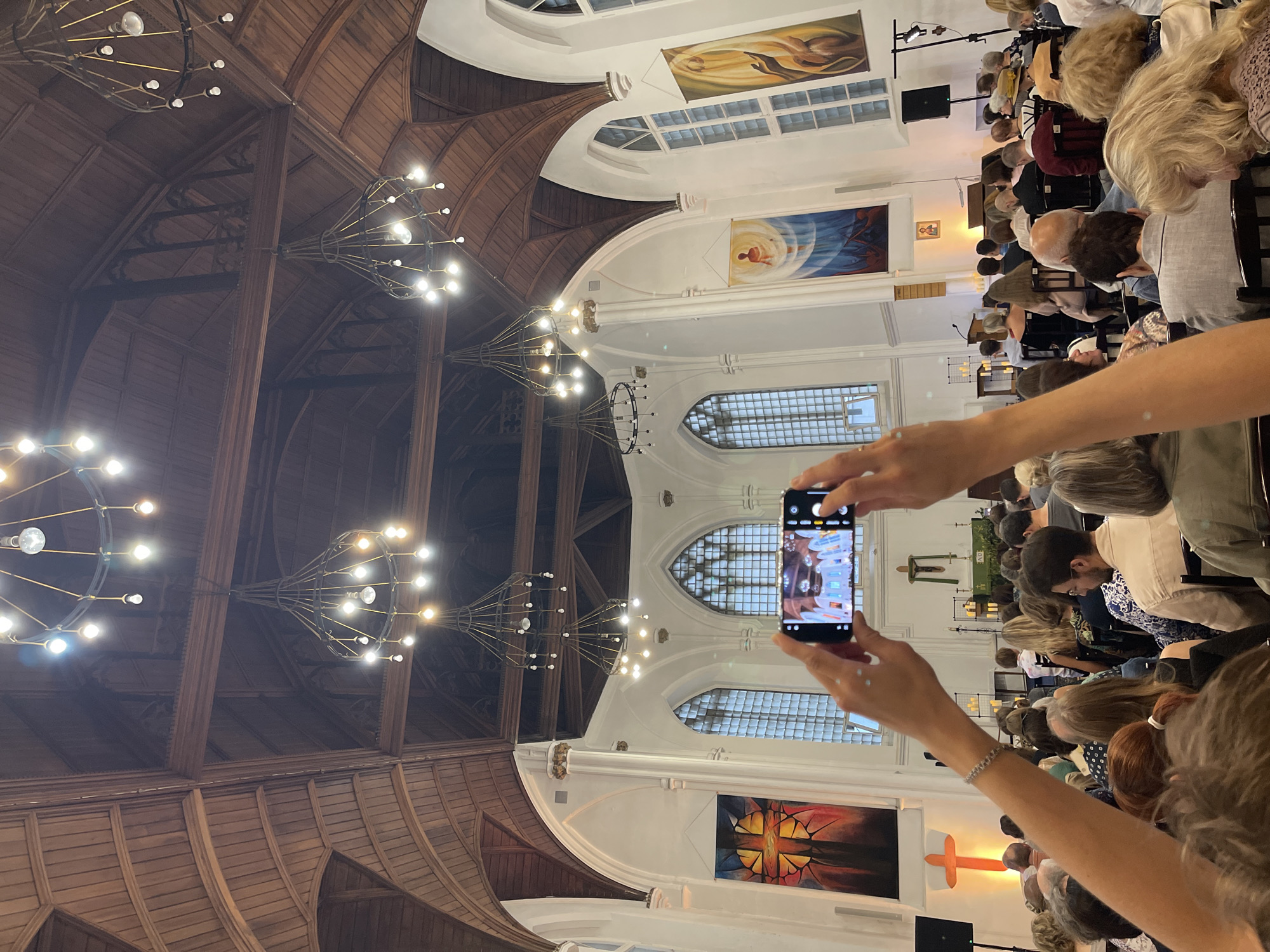Inside a historic church for a live performance event