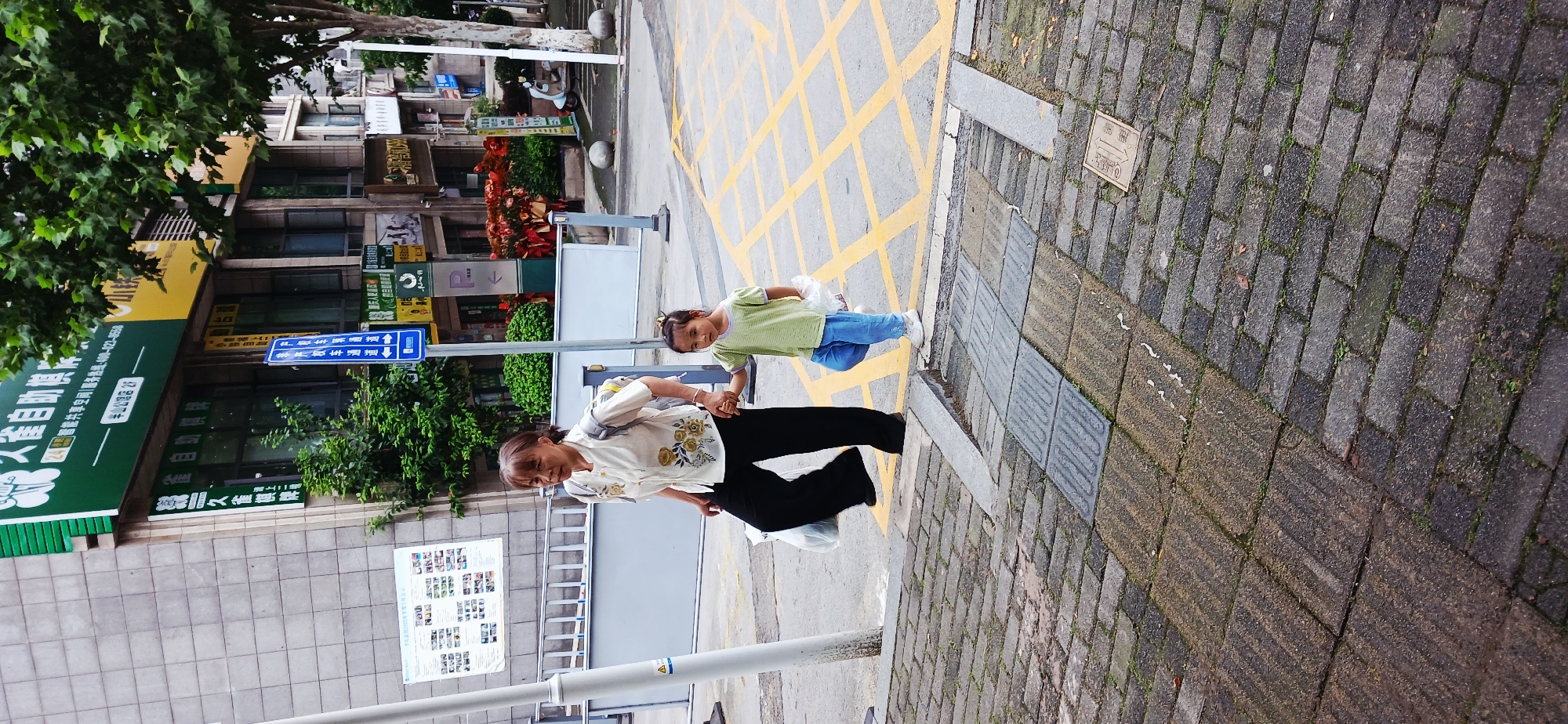 Elderly woman, young girl walk hand-in-hand in Jiulongpo District
