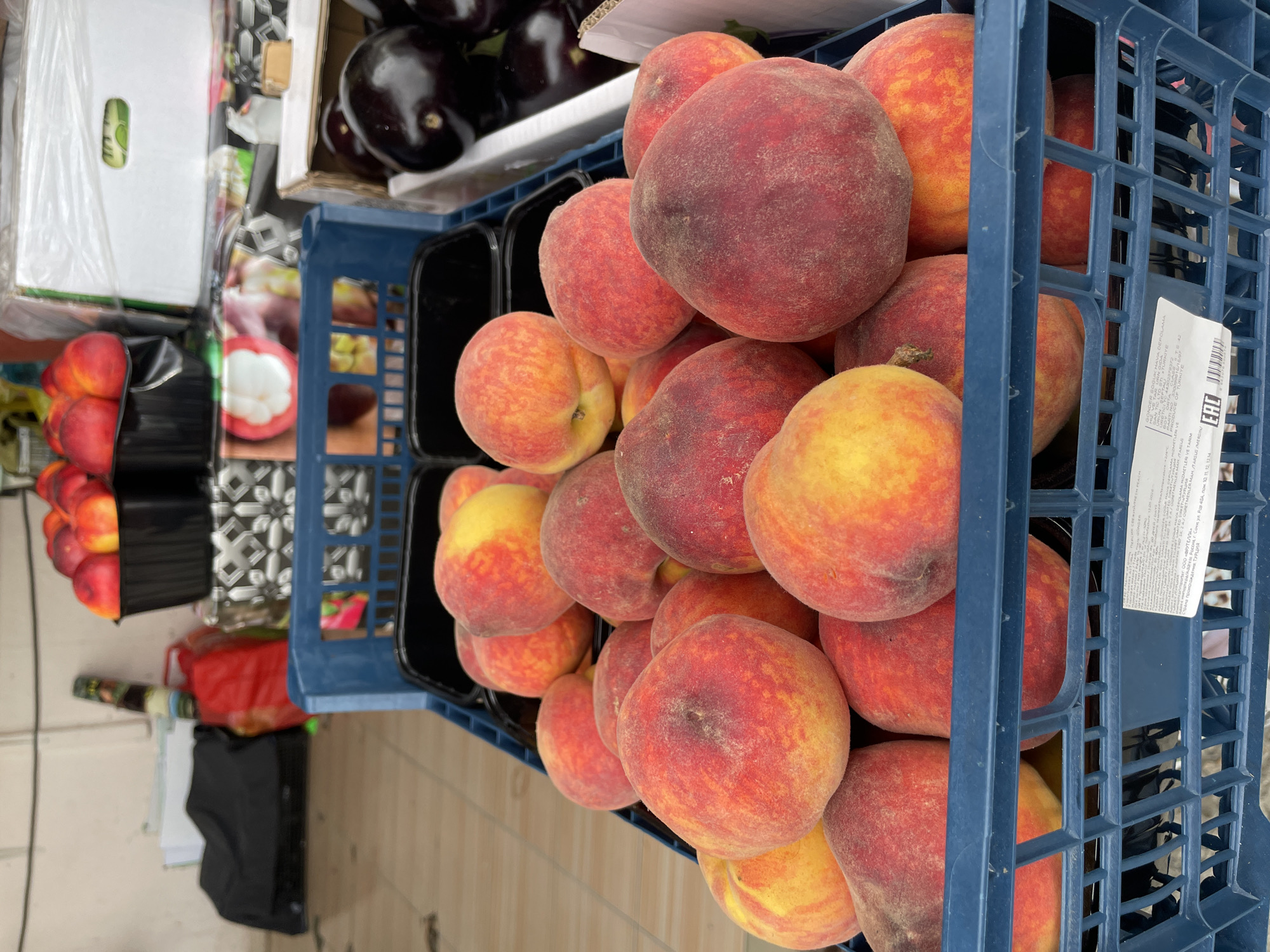 Fresh produce market documented in Olginka, Russia