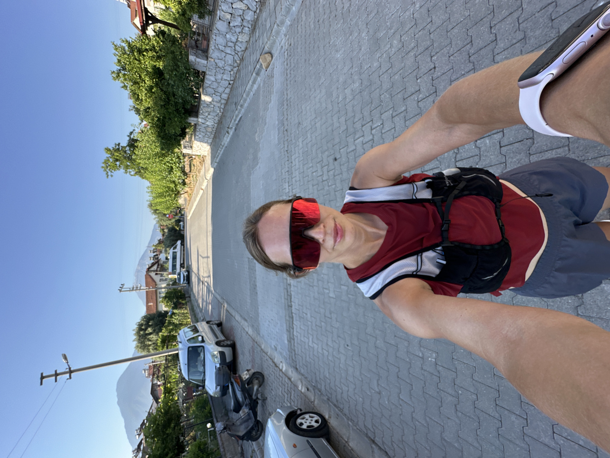 Runner takes selfies mid-run through Fethiye streets