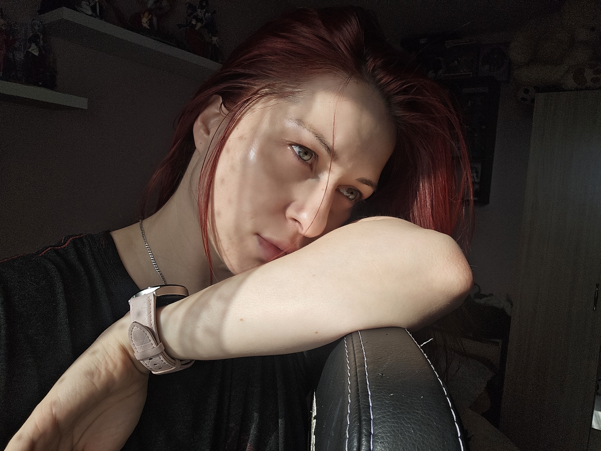Woman photographed in multiple poses during morning session in Burgas