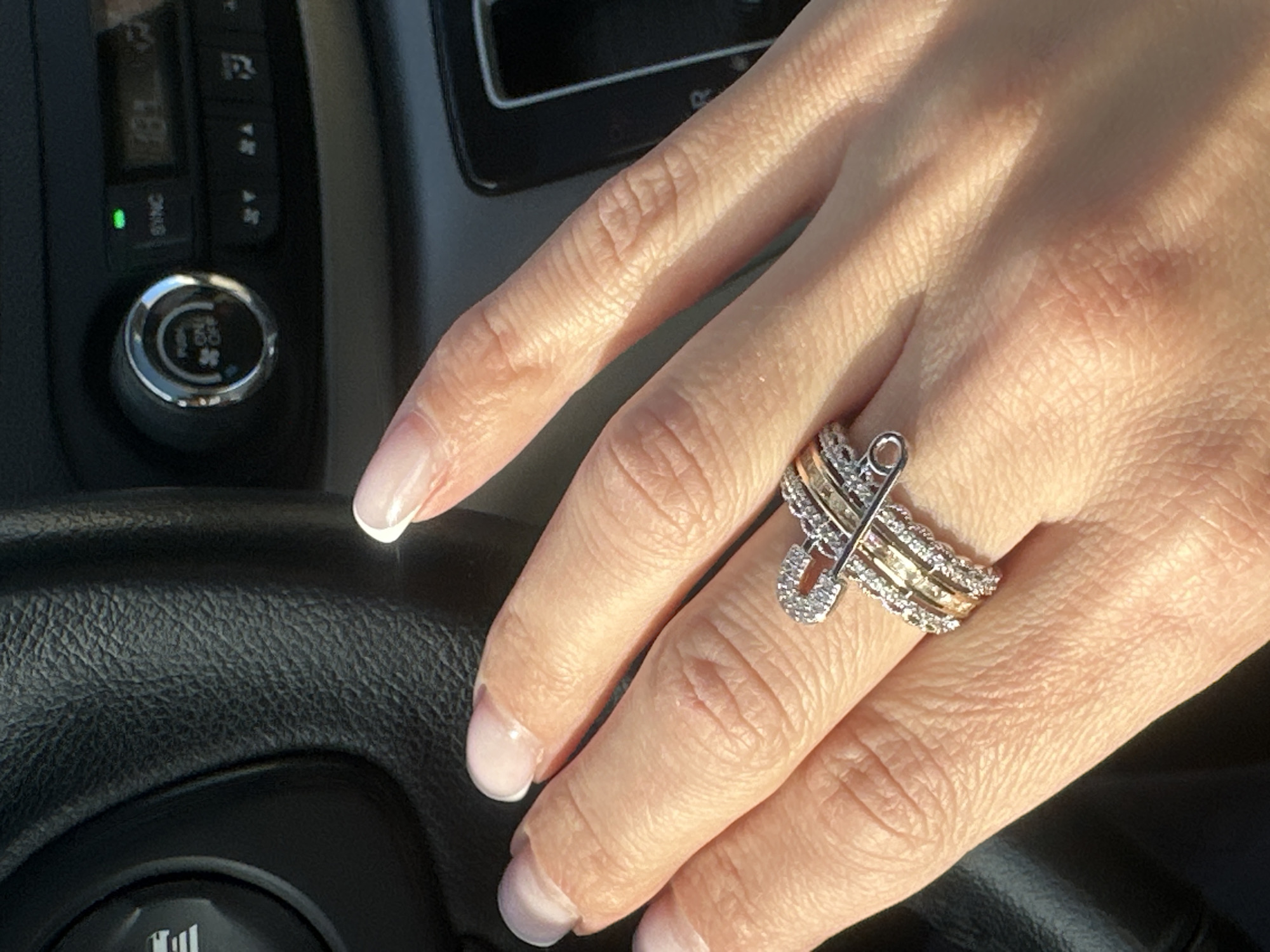 Multi-band ring photographed on hand in Riga, Latvia
