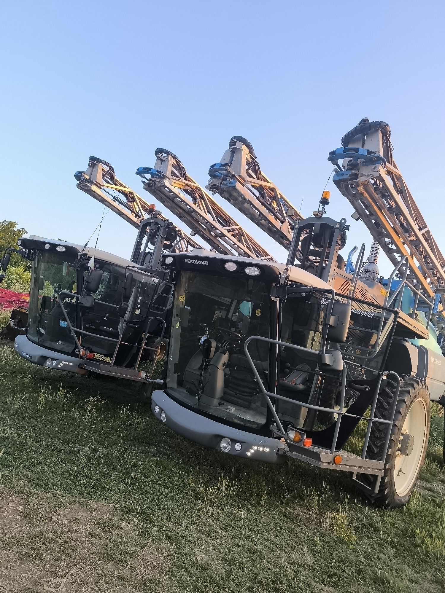 Agricultural sprayers parked in Bulgarian field
