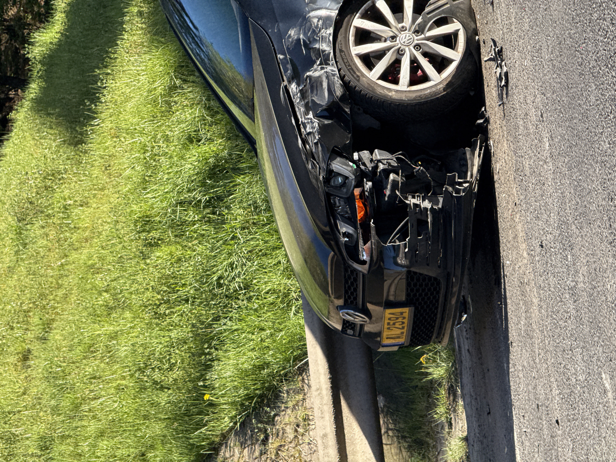 Traffic accident damages Volkswagen in Esch-sur-Alzette, Luxembourg