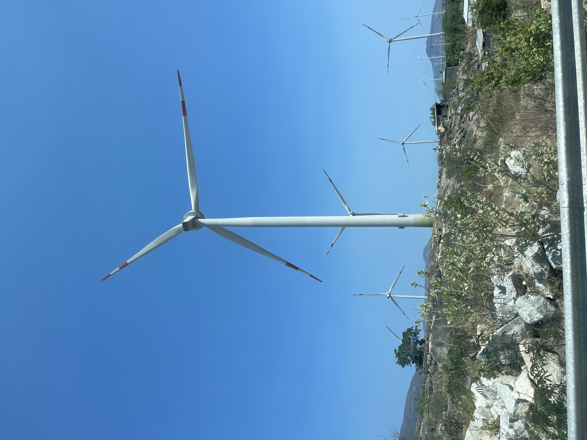 Wind farm observed operating in Thuan Bac, Vietnam
