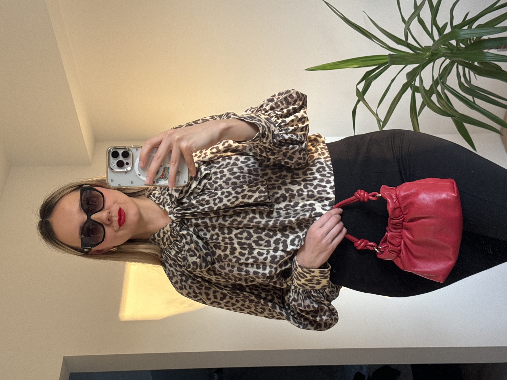 Woman documents afternoon at home with selfies and pets