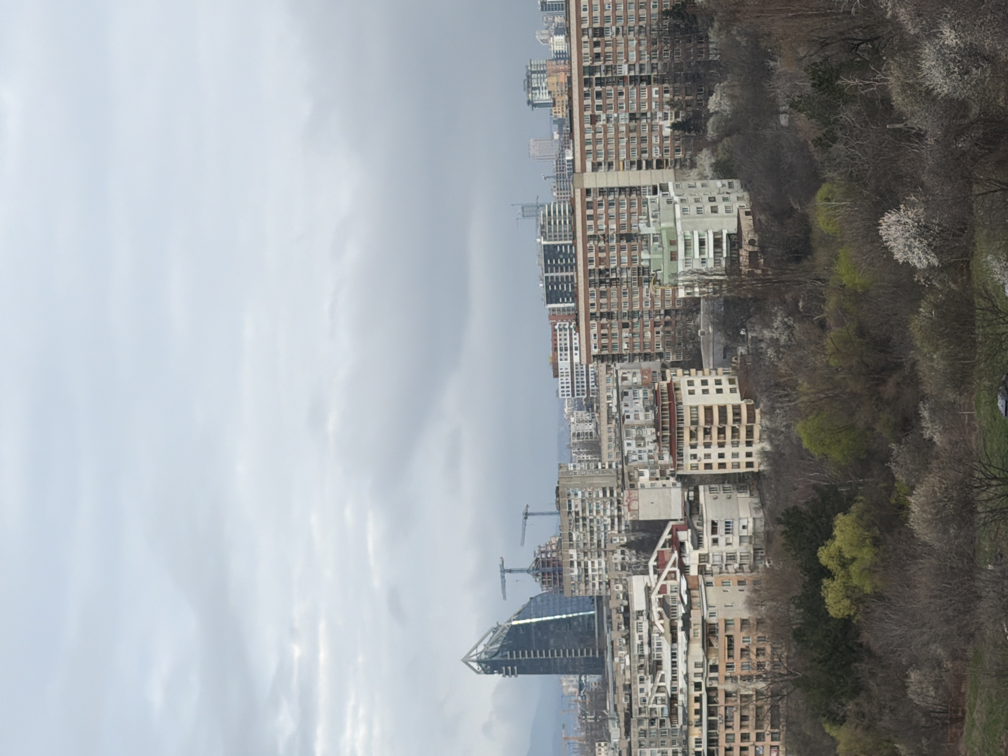 Elevated cityscape view captured in Sofia, Bulgaria