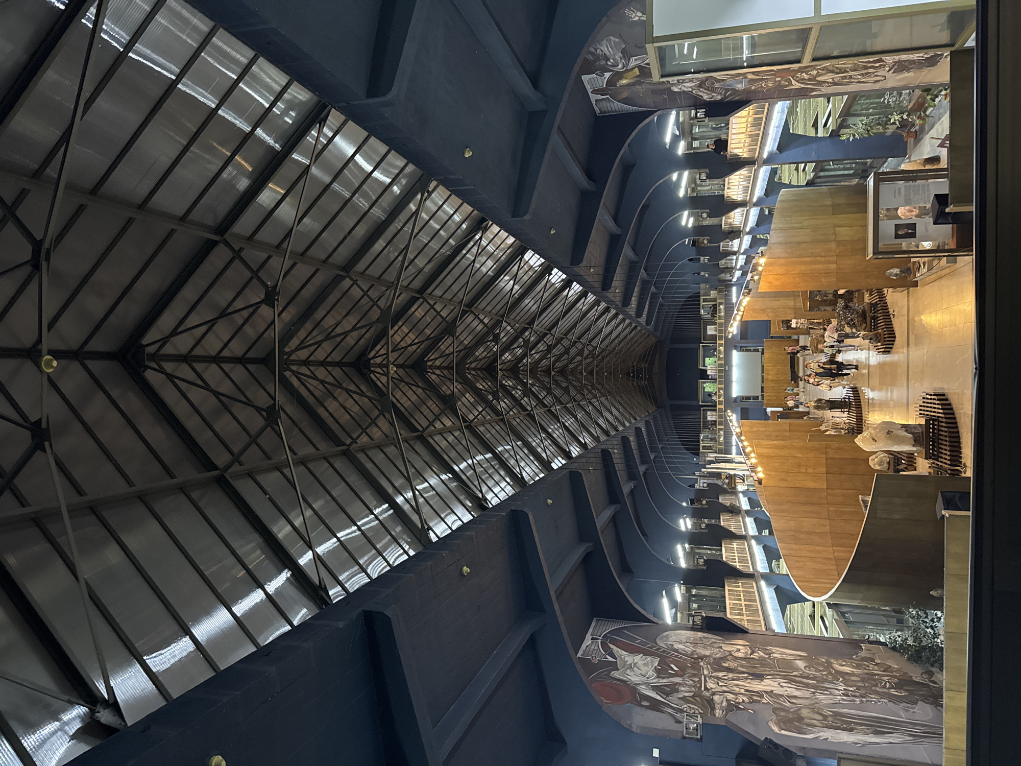 Museum interior with steel beam ceiling documented in Sofia