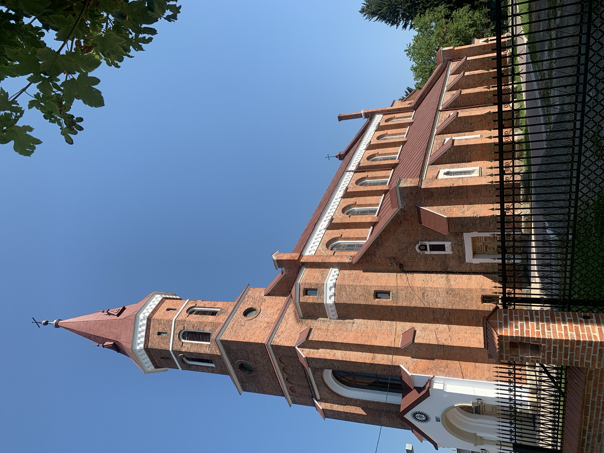 Historic 1897 Catholic church and statuary in Kolomyia, Ukraine