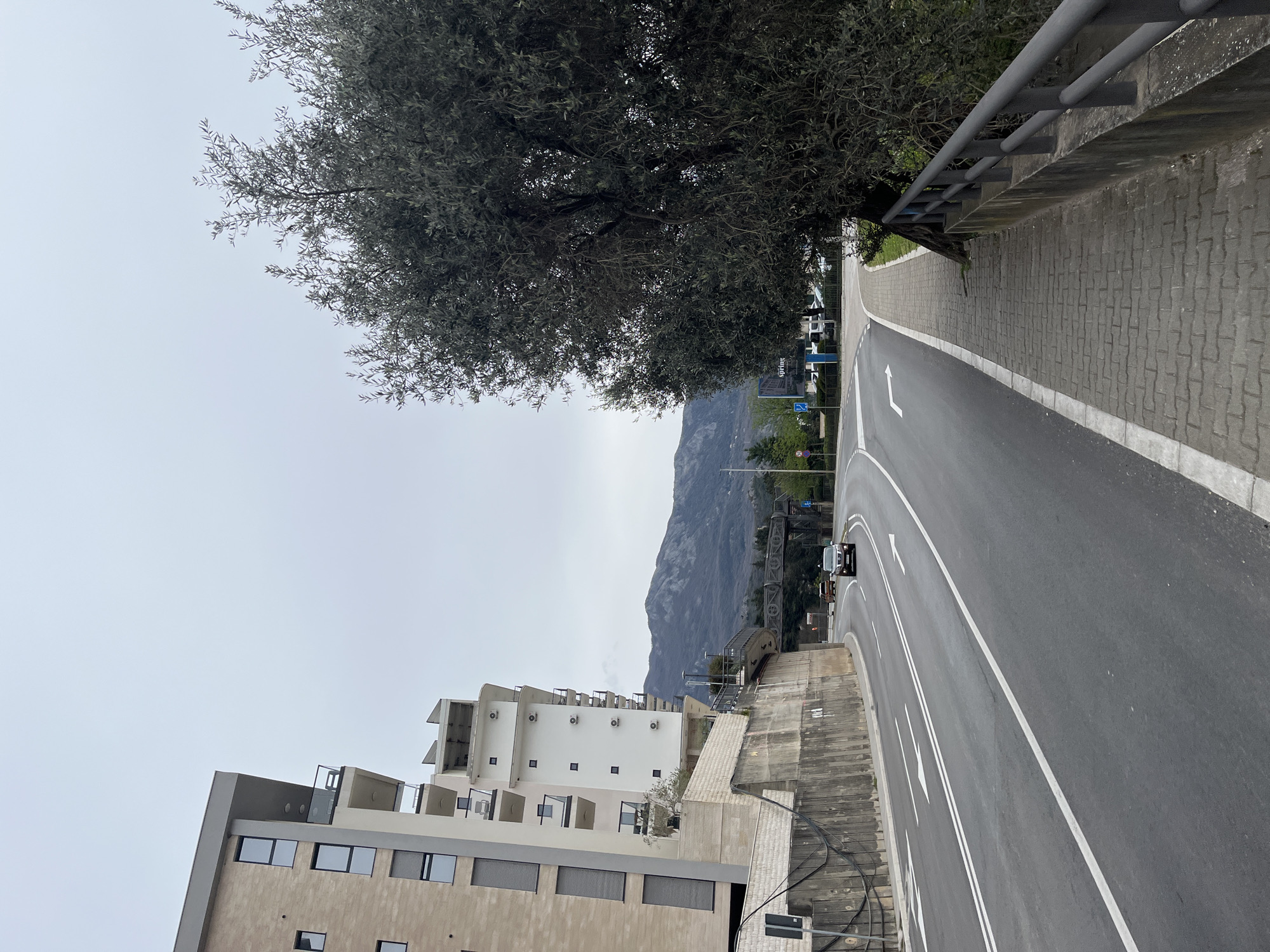 Street scene captured in Boreti, Montenegro shows curved road