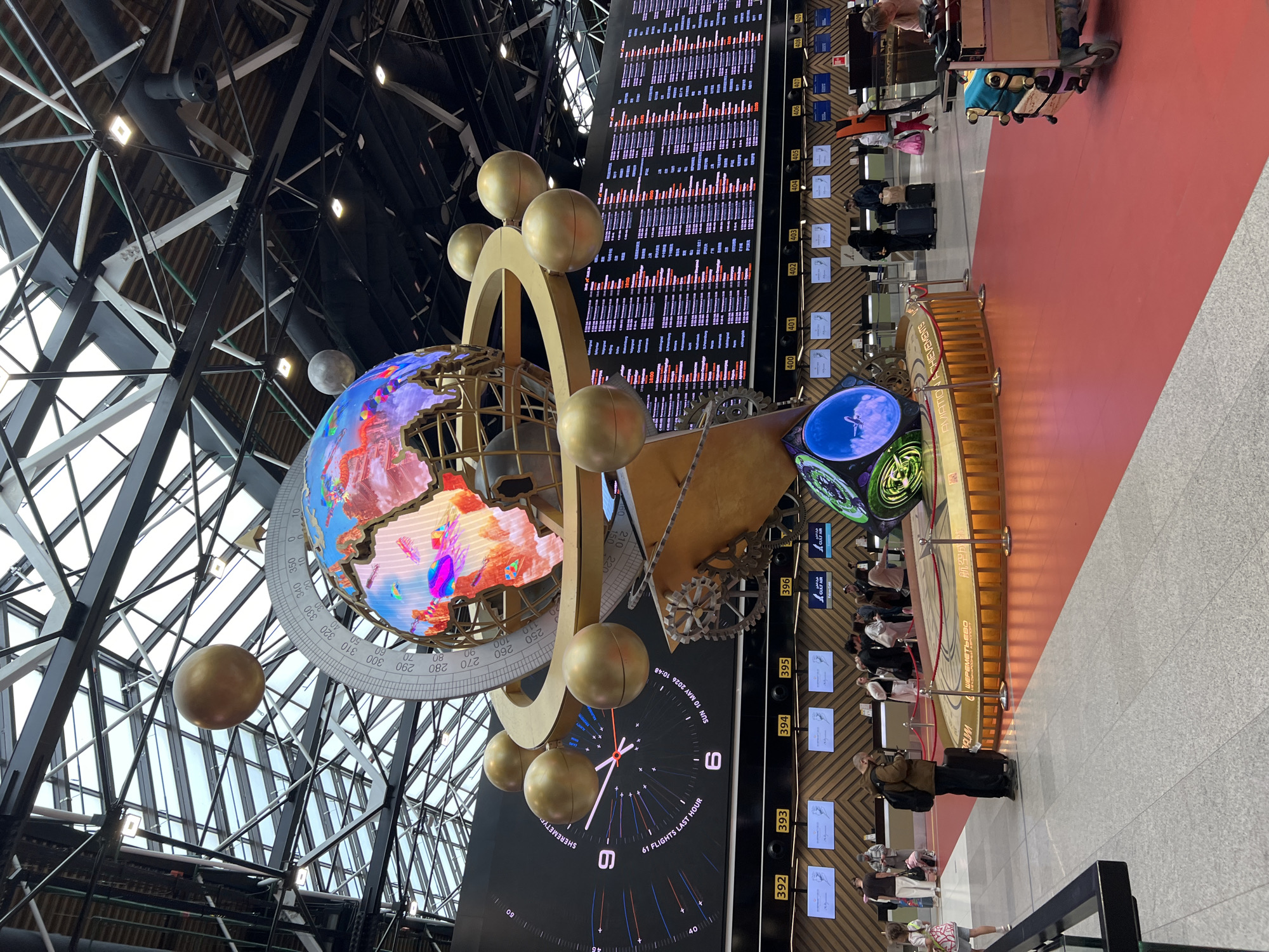 Decorative globe installation spotted in Khimki airport terminal