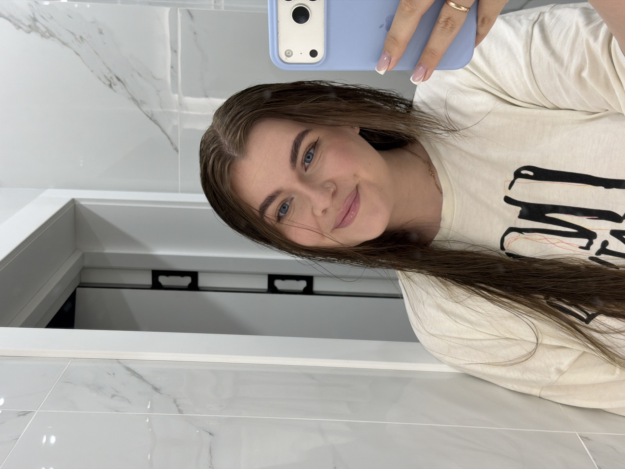 Morning bathroom routine selfies in Chaikovsky, Russia