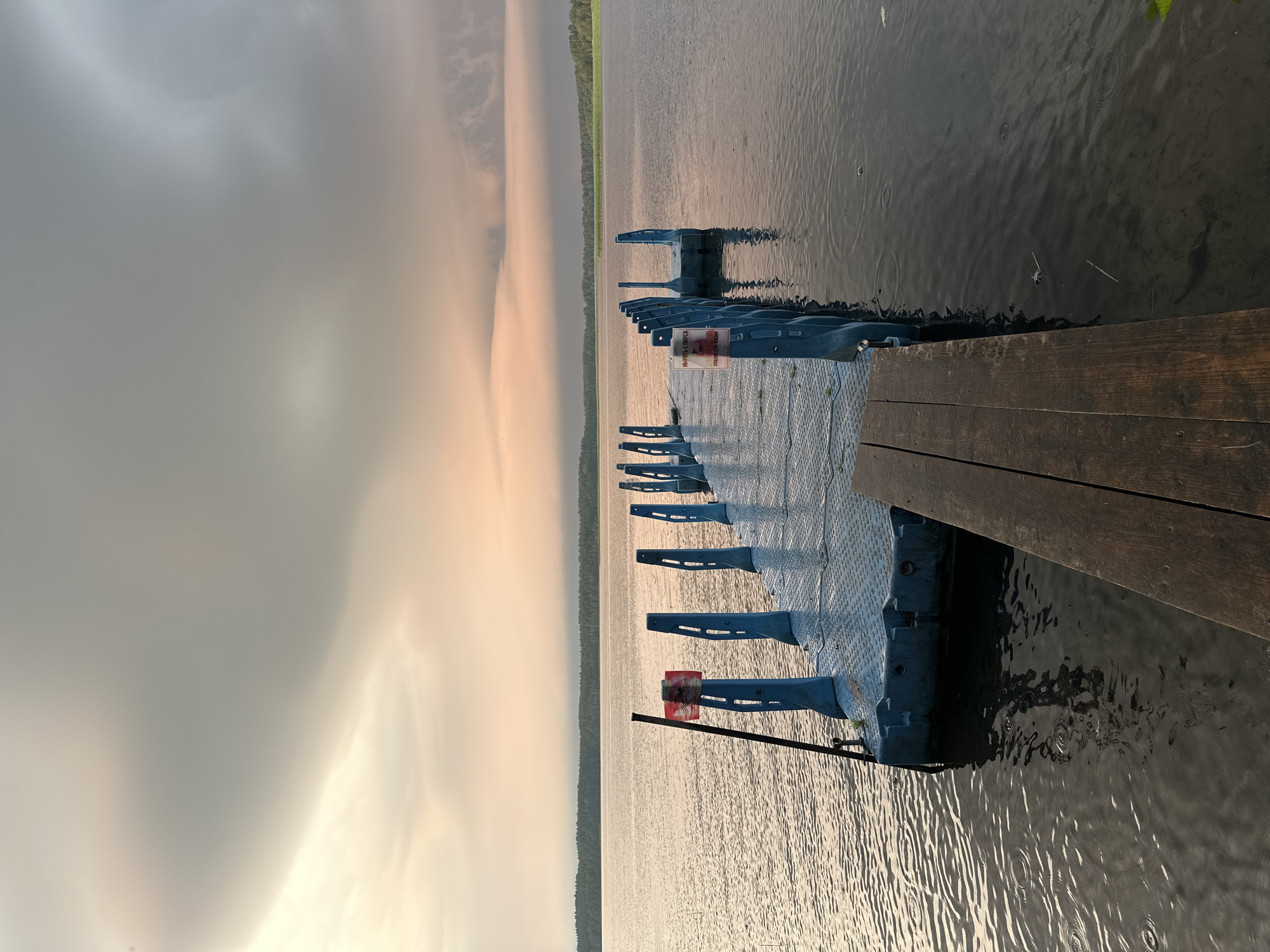 Pontoon dock on overcast Belarusian waters